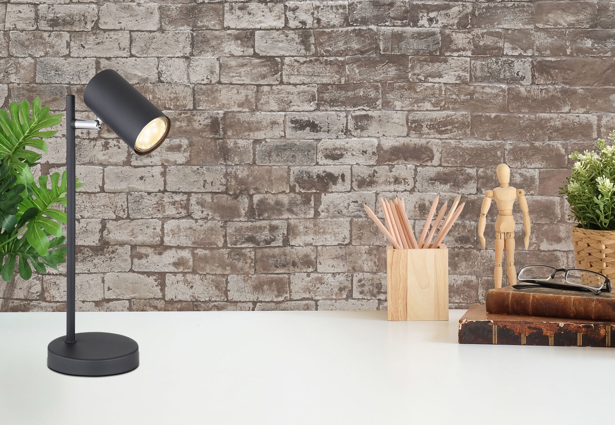 Globo Lighting Robby lampa biurkowa 1x35 W czarna-chrom 57910TB