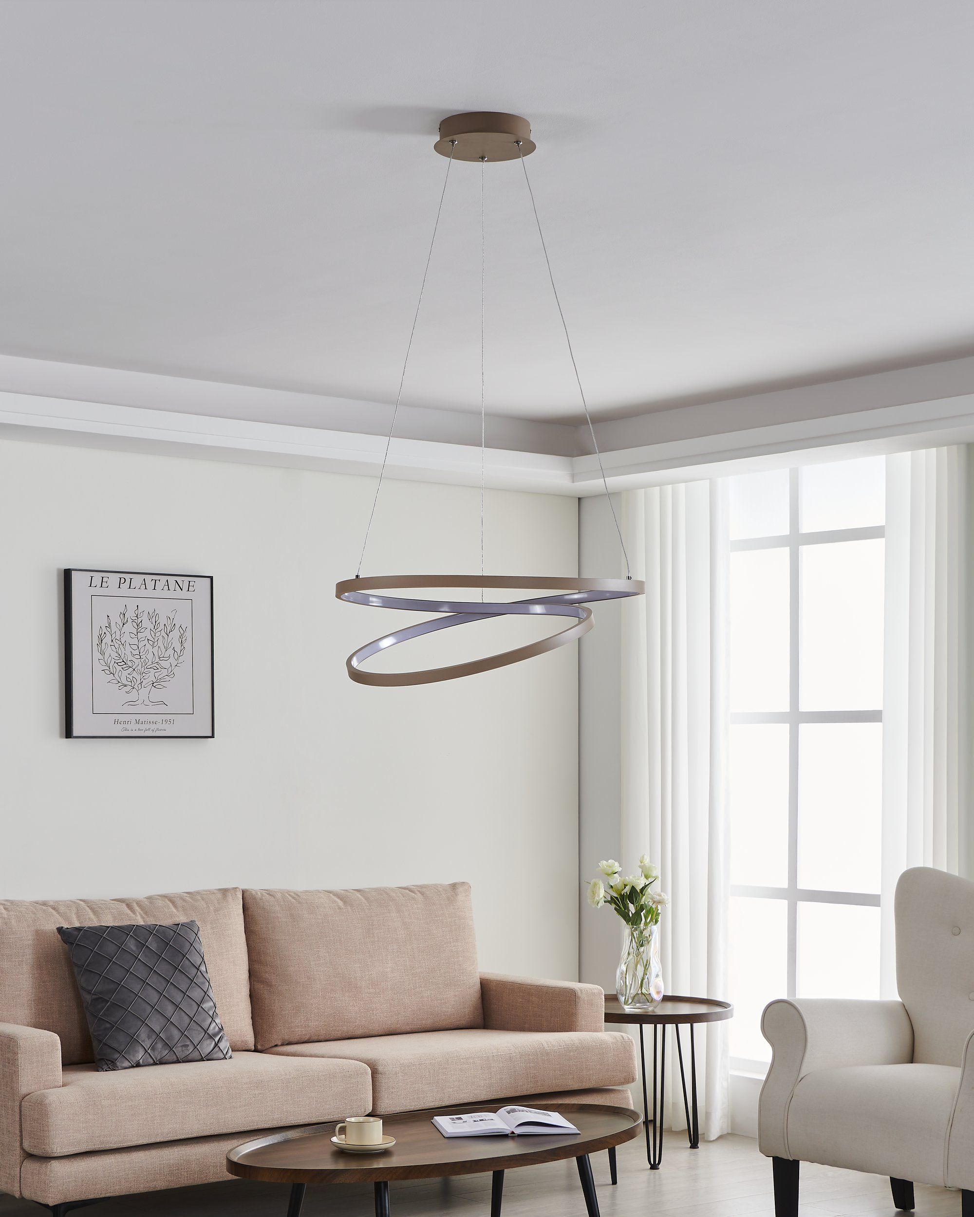 Eglo Ruotale lampa wisząca 1x37 W piaskowa 901139