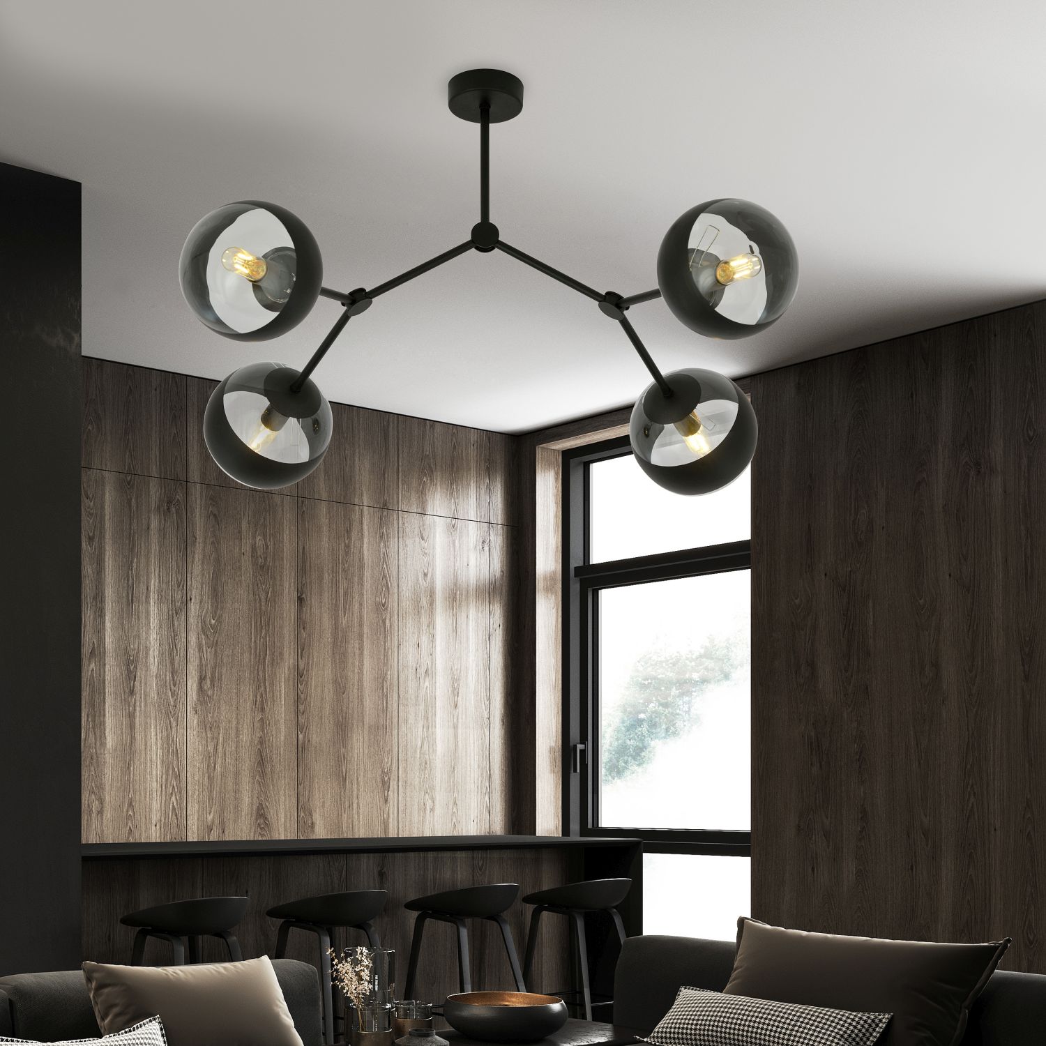 Emibig Space Stripe lampa podsufitowa 4x10 W czarna-przezroczysta 1135/4