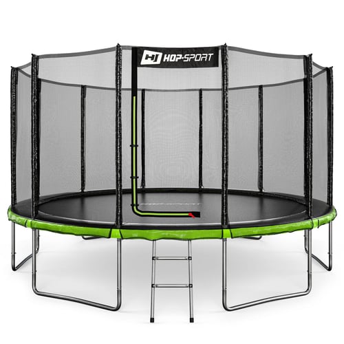 Trampolina ogrodowa 14ft (427cm) - czarno-zielona z siatką zewnętrzną
