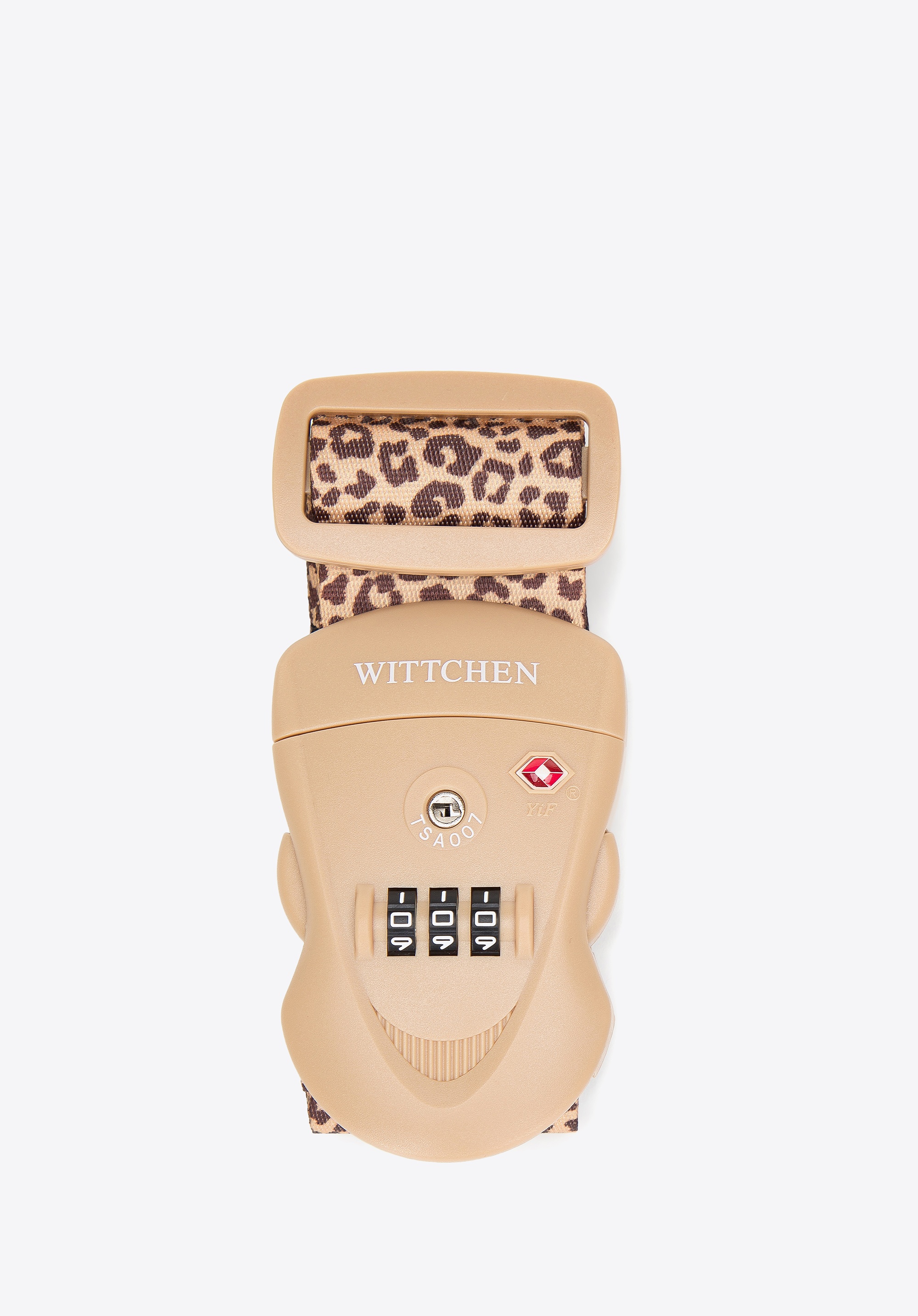 Pas zabezpieczający bagaż z zamkiem beżowo-brązowy