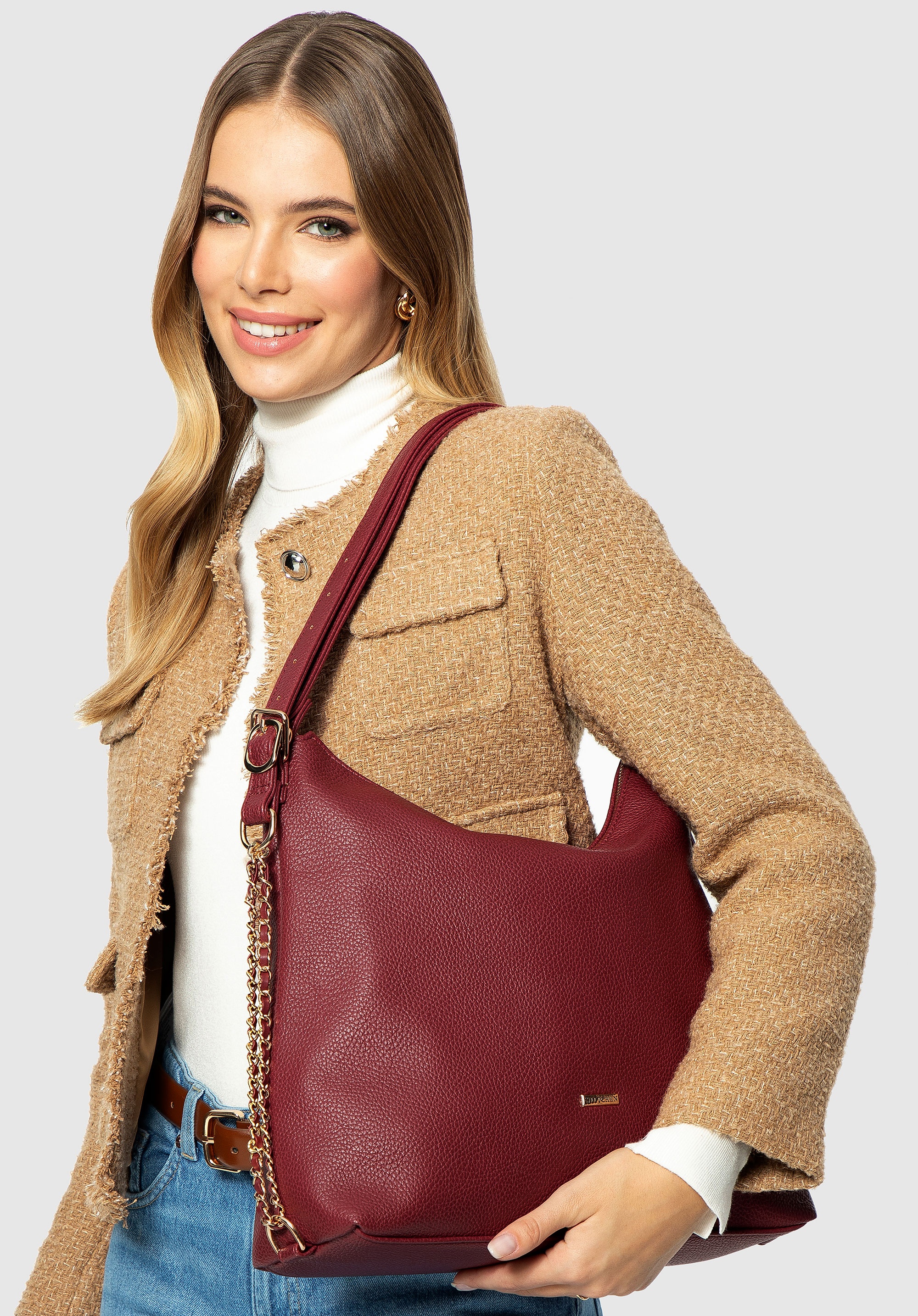 Dodatkowy rabat 25% - Damska torba – plecak ze skóry ekologicznej bordowa