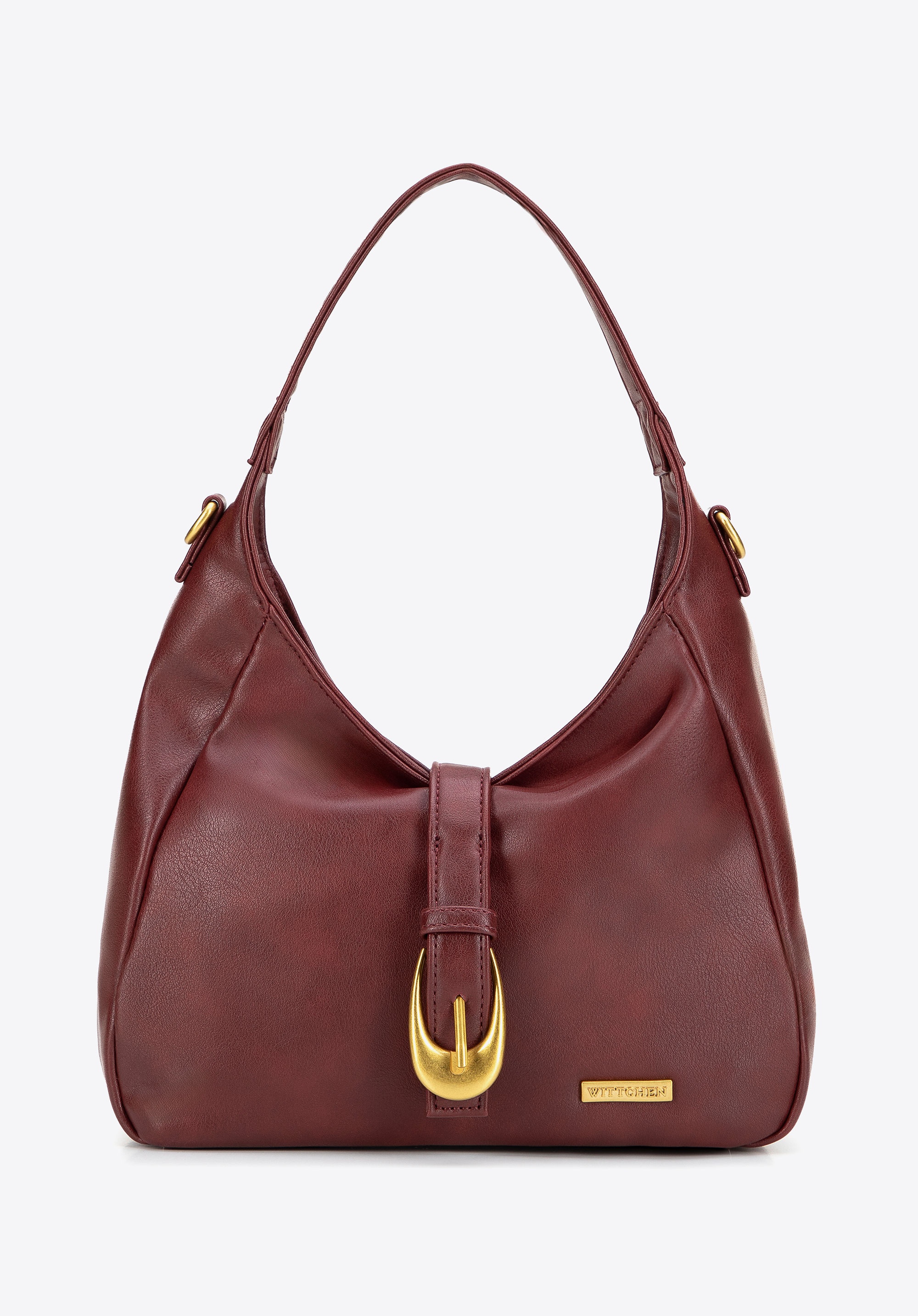 Damska listonoszka z ekoskóry z podwójnym zapięciem bordowa