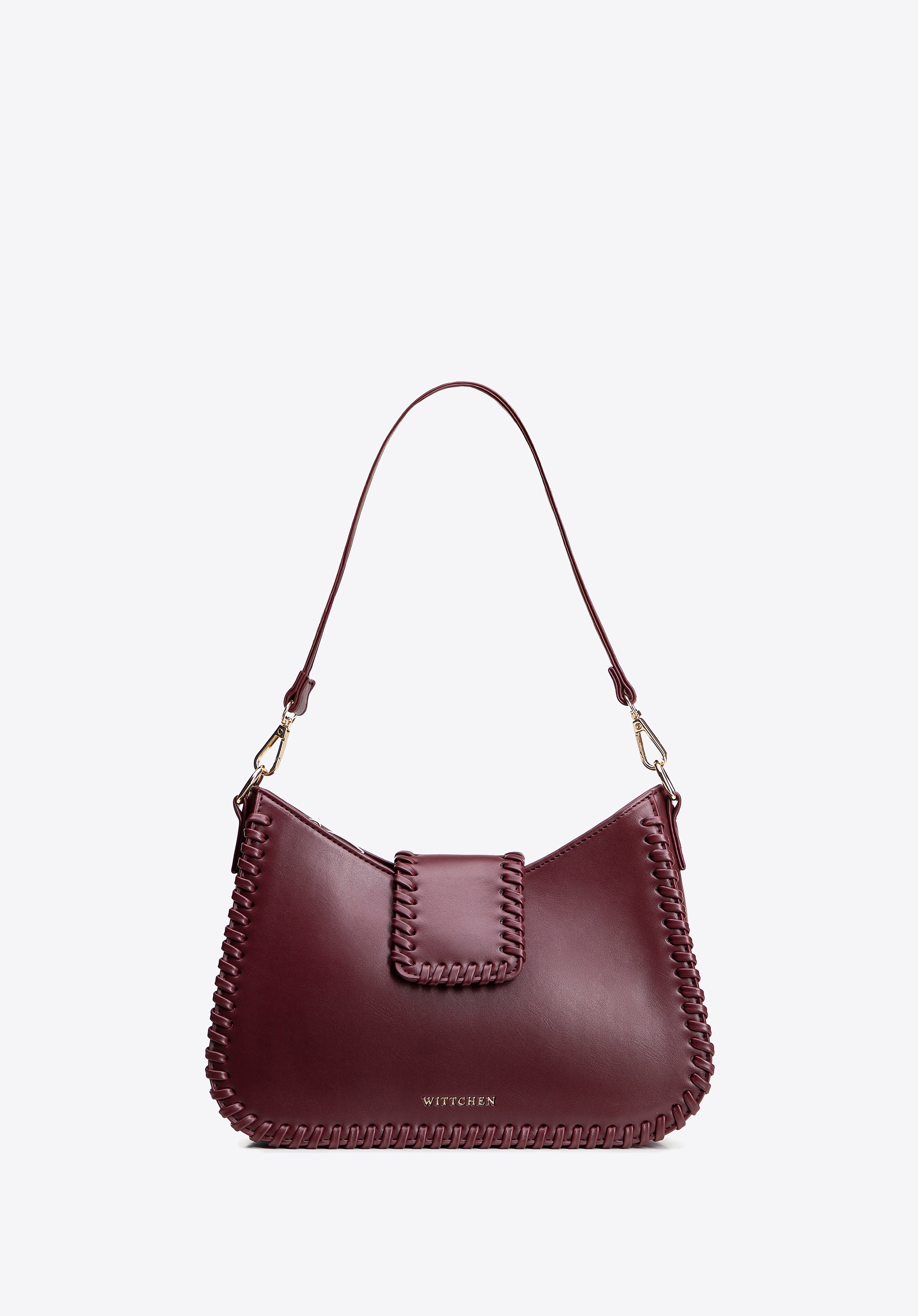 Dodatkowy rabat 25% - Torebka bagietka imitacji skóry z dekoracyjną plecionką bordowa