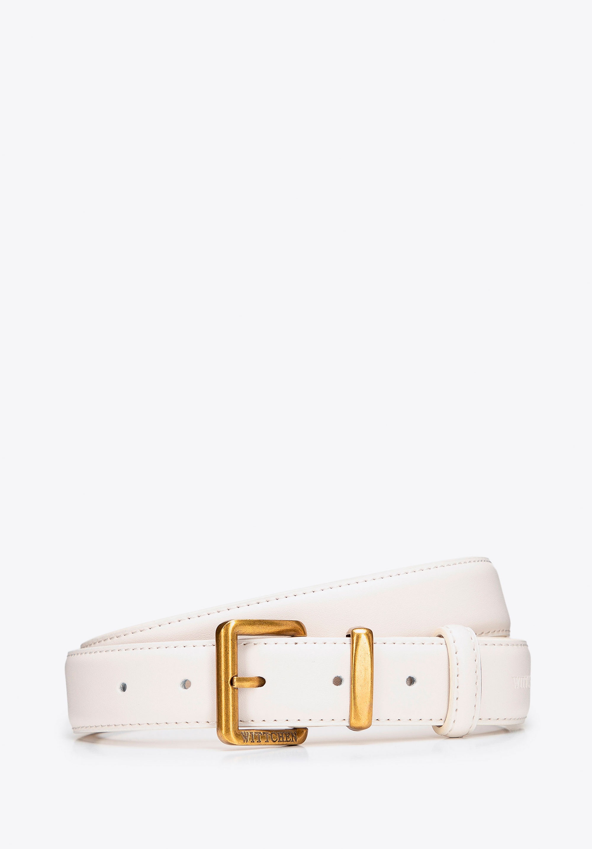 Dodatkowy rabat 25% - Klasyczny damski pasek ze skóry naturalnej kremowy