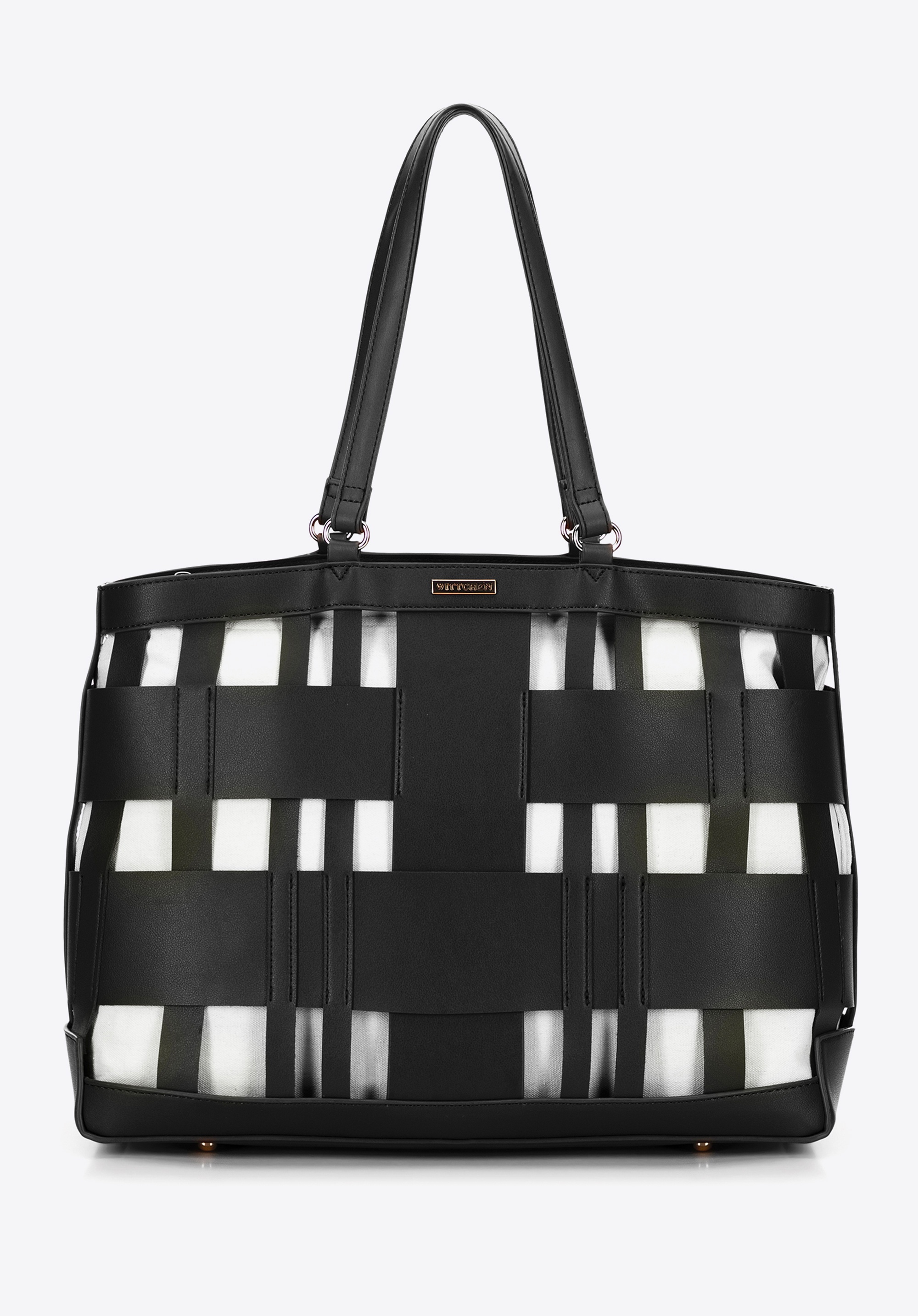 Pleciona shopperka z imitacji skóry czarna