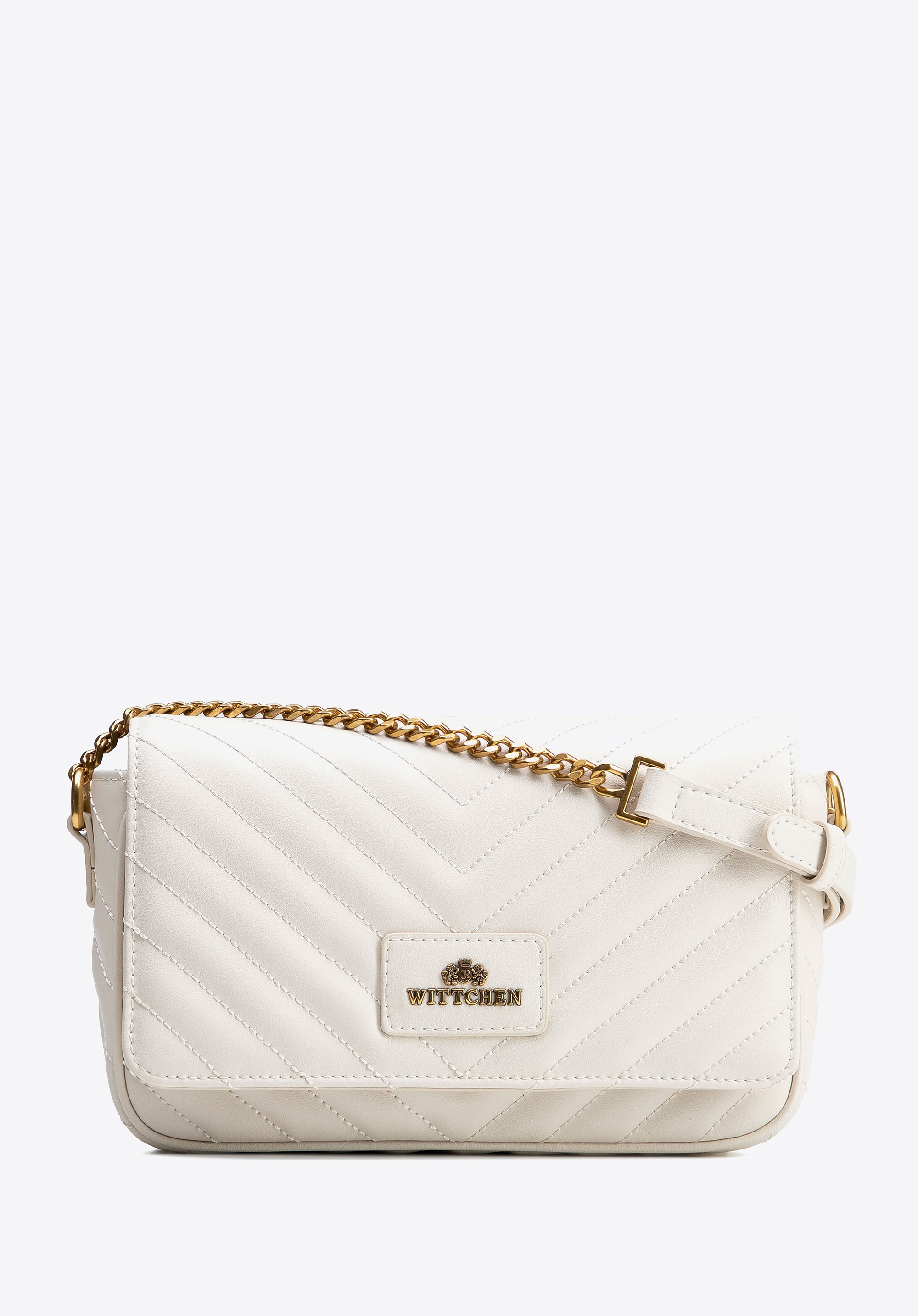 Damska listonoszka ze skóry naturalnej z przeszyciami kremowa