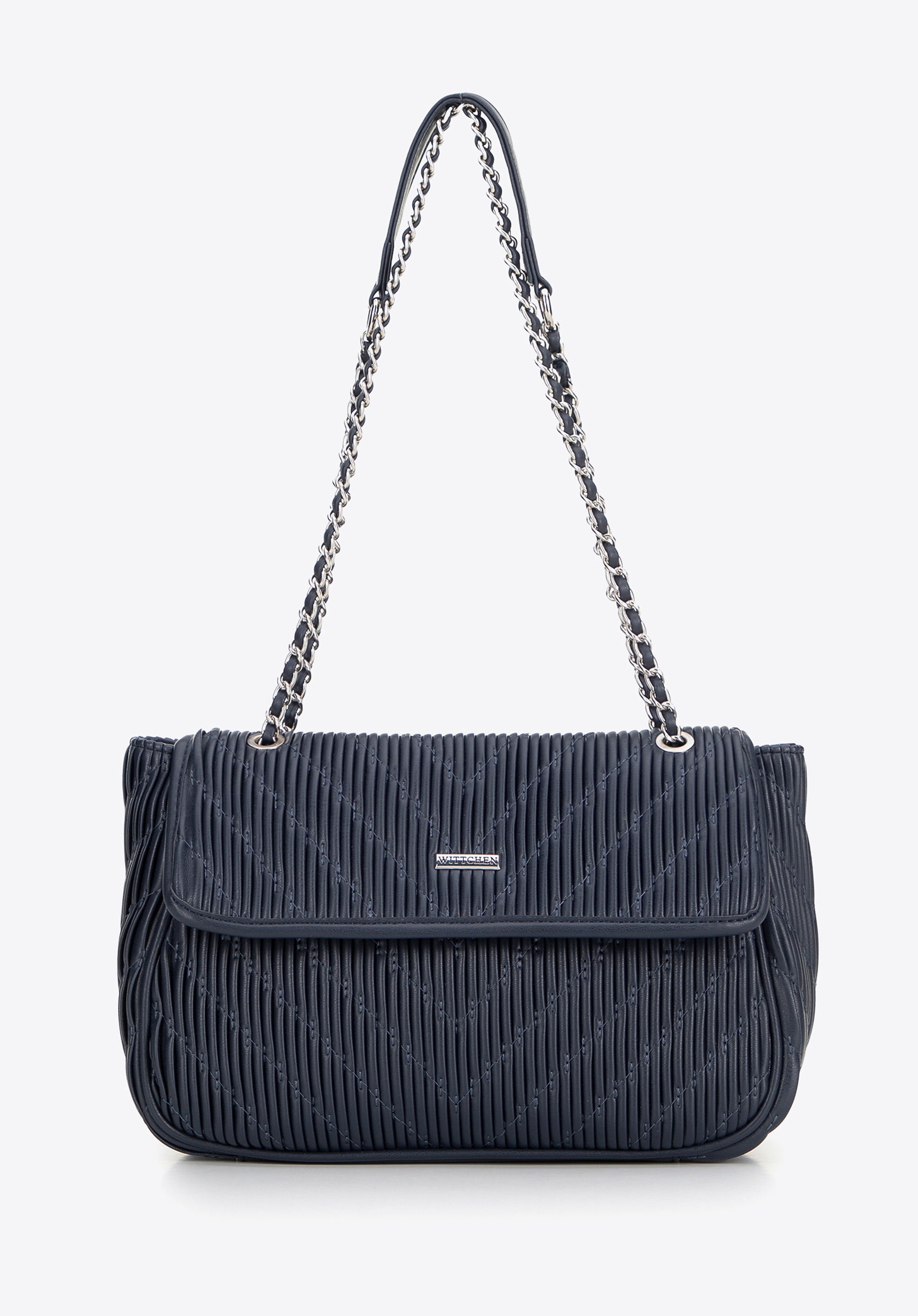 Crossbody z ekoskóry na łańcuszku granatowa