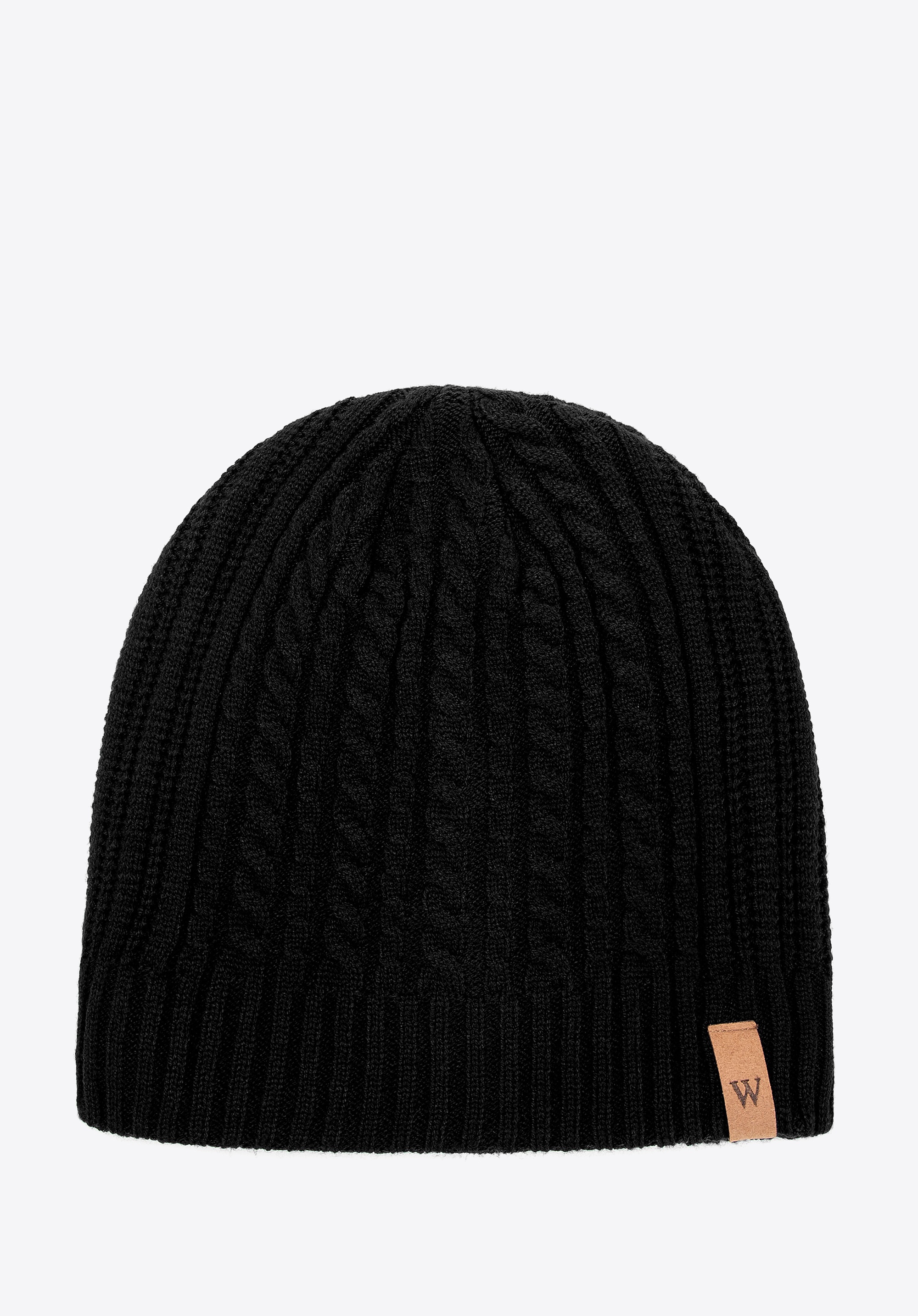 Czapka męska z mieszanki wiskozy, poliestru i nylonu czarna