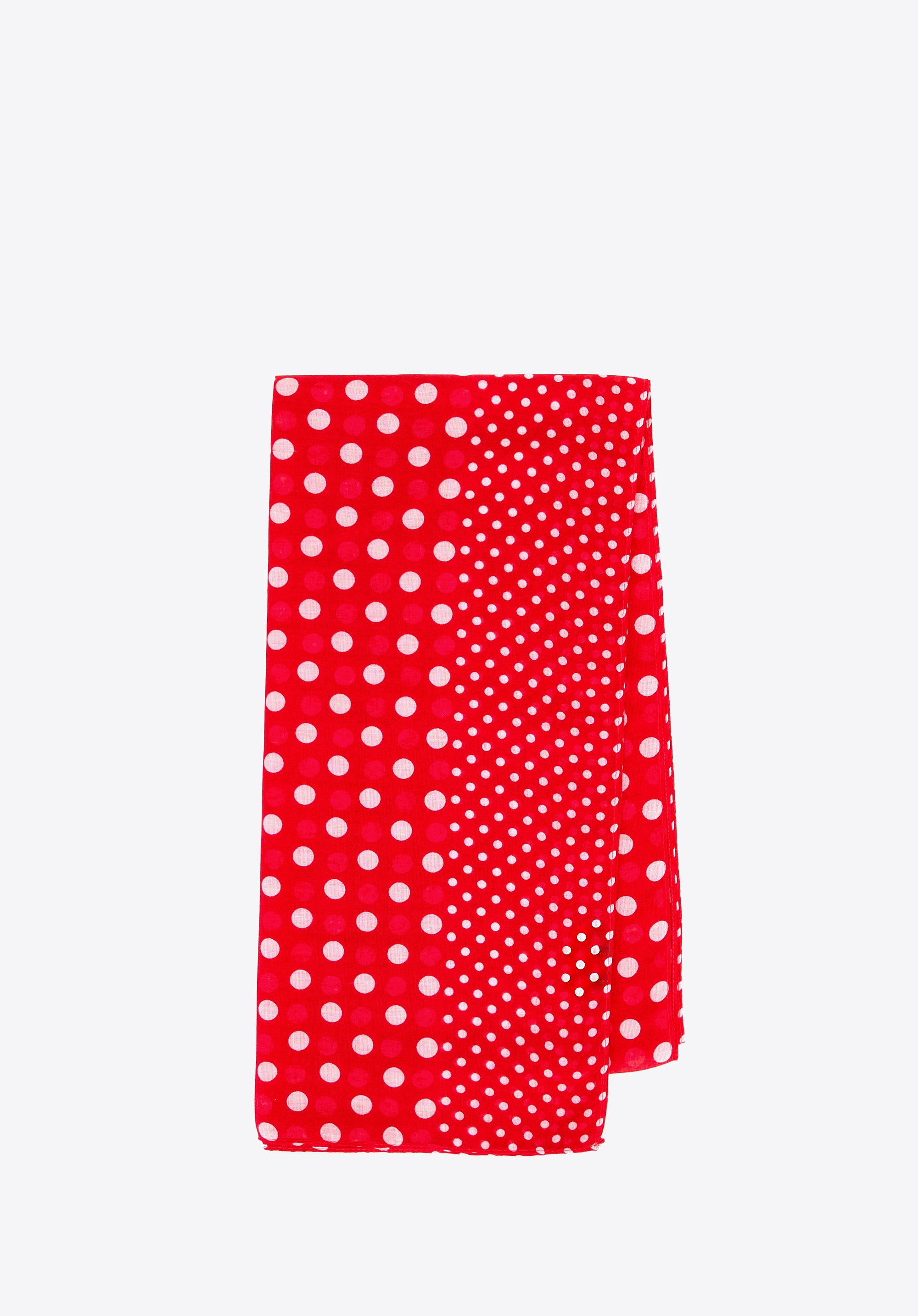 Damski szal w grochy i groszki biało - czerwony