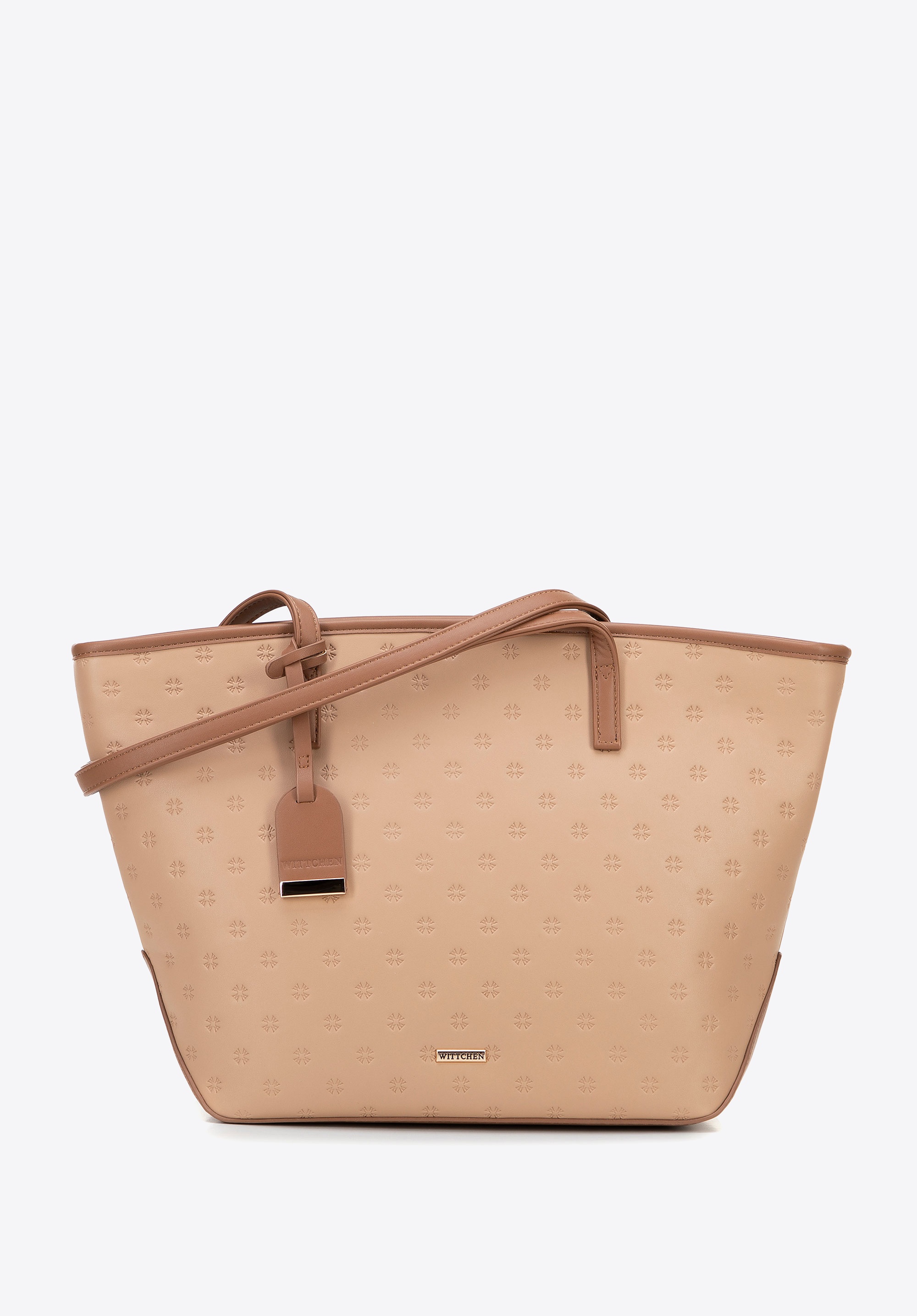 Damska shopperka z imitacji skóry duża beżowa