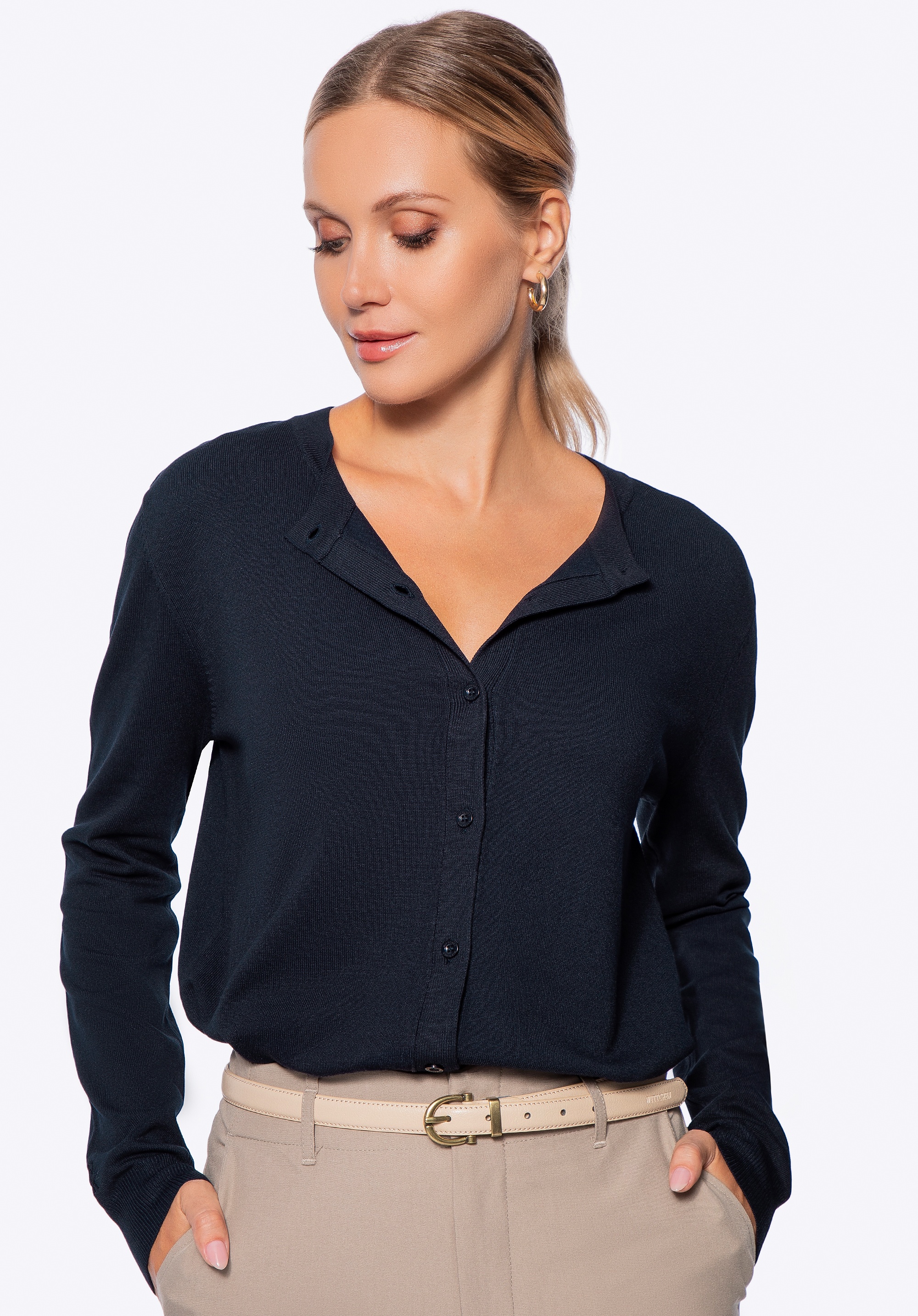 Kardigan damski klasyczny granatowy