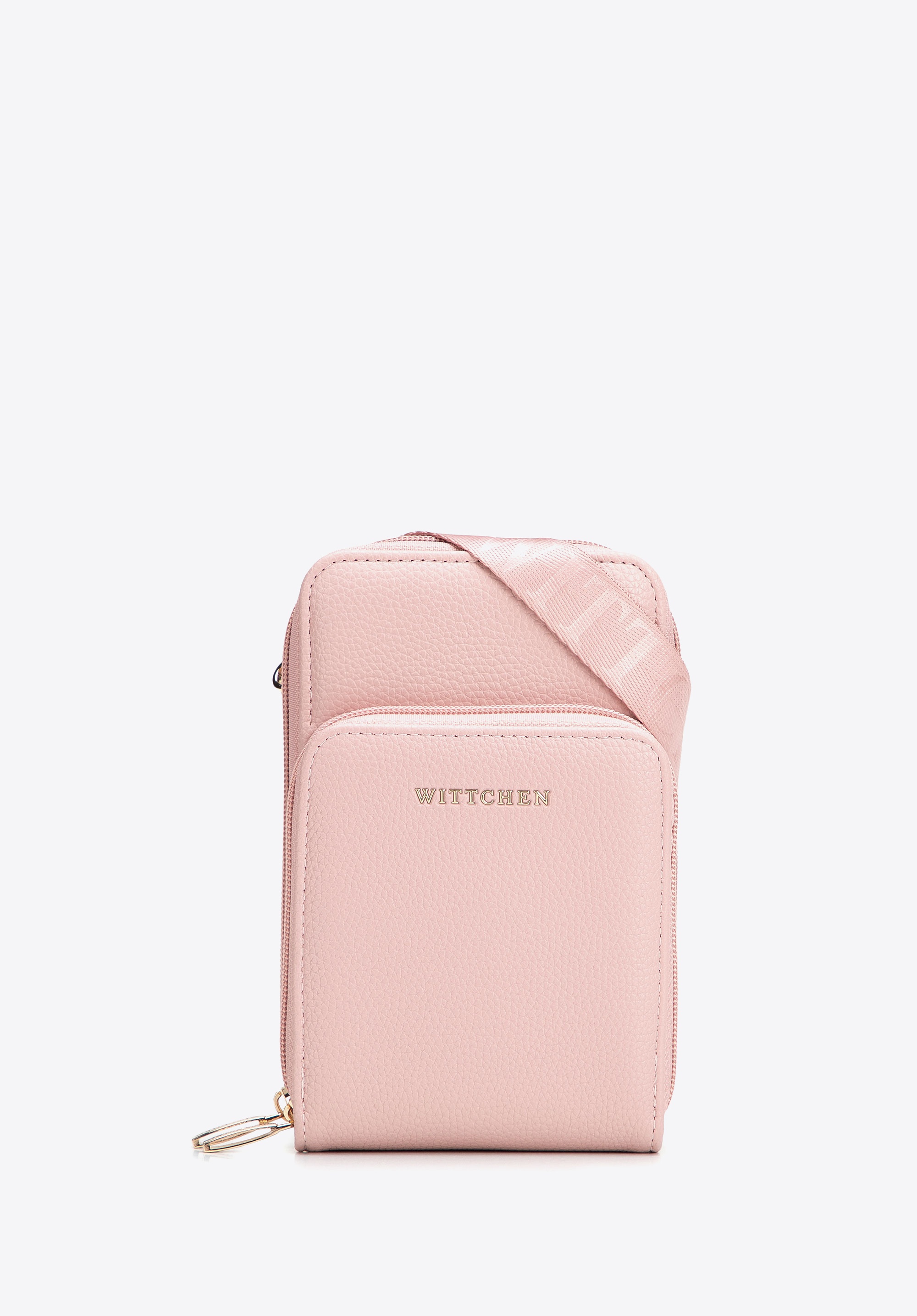 Dodatkowy rabat 25% - Damska minitorebka na telefon z imitacji skóry jasnoróżowa