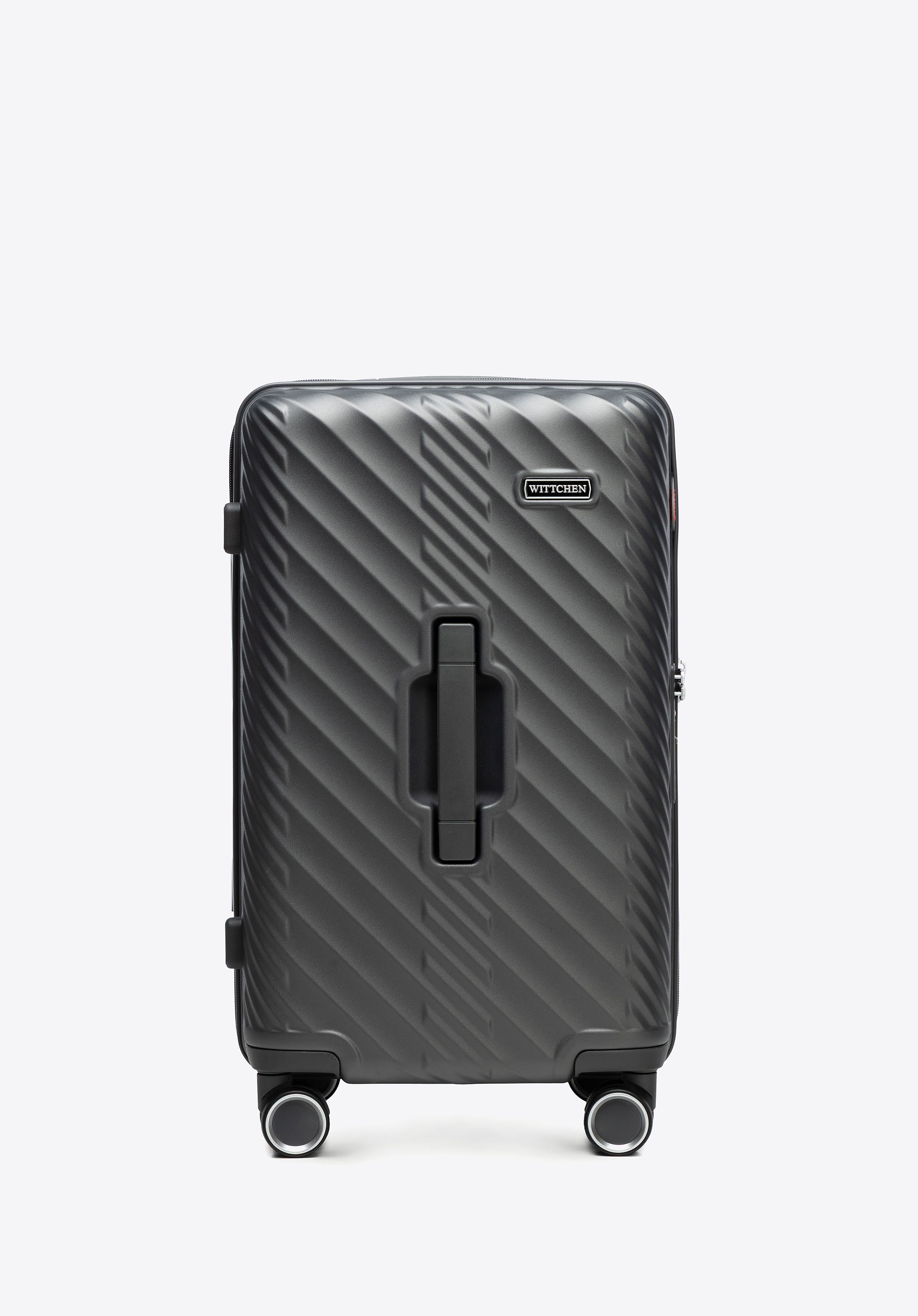 Dodatkowy rabat 25% - Mała walizka z polikarbonu w geometryczny wzór szara