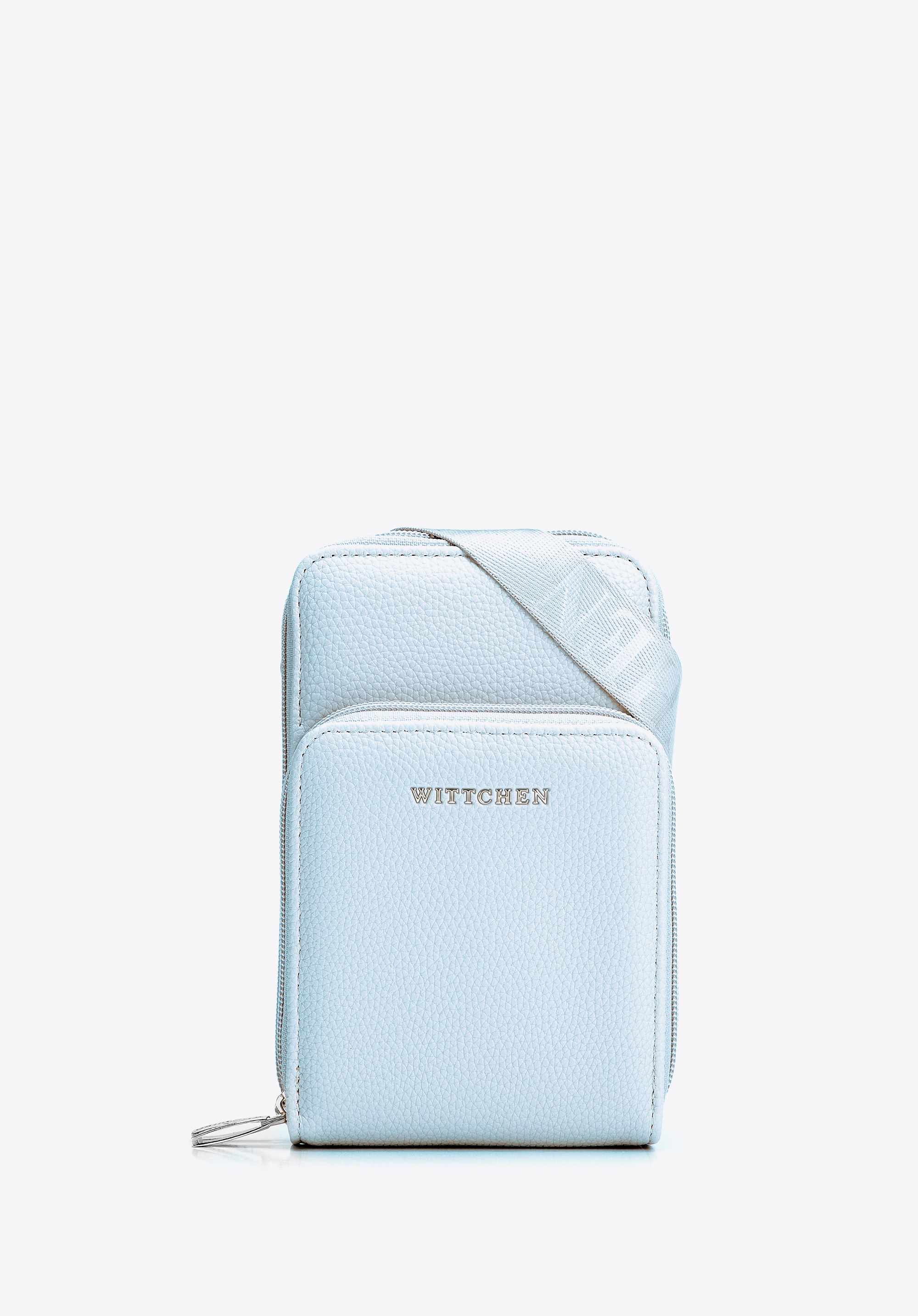 Damska minitorebka na telefon z imitacji skóry niebieska