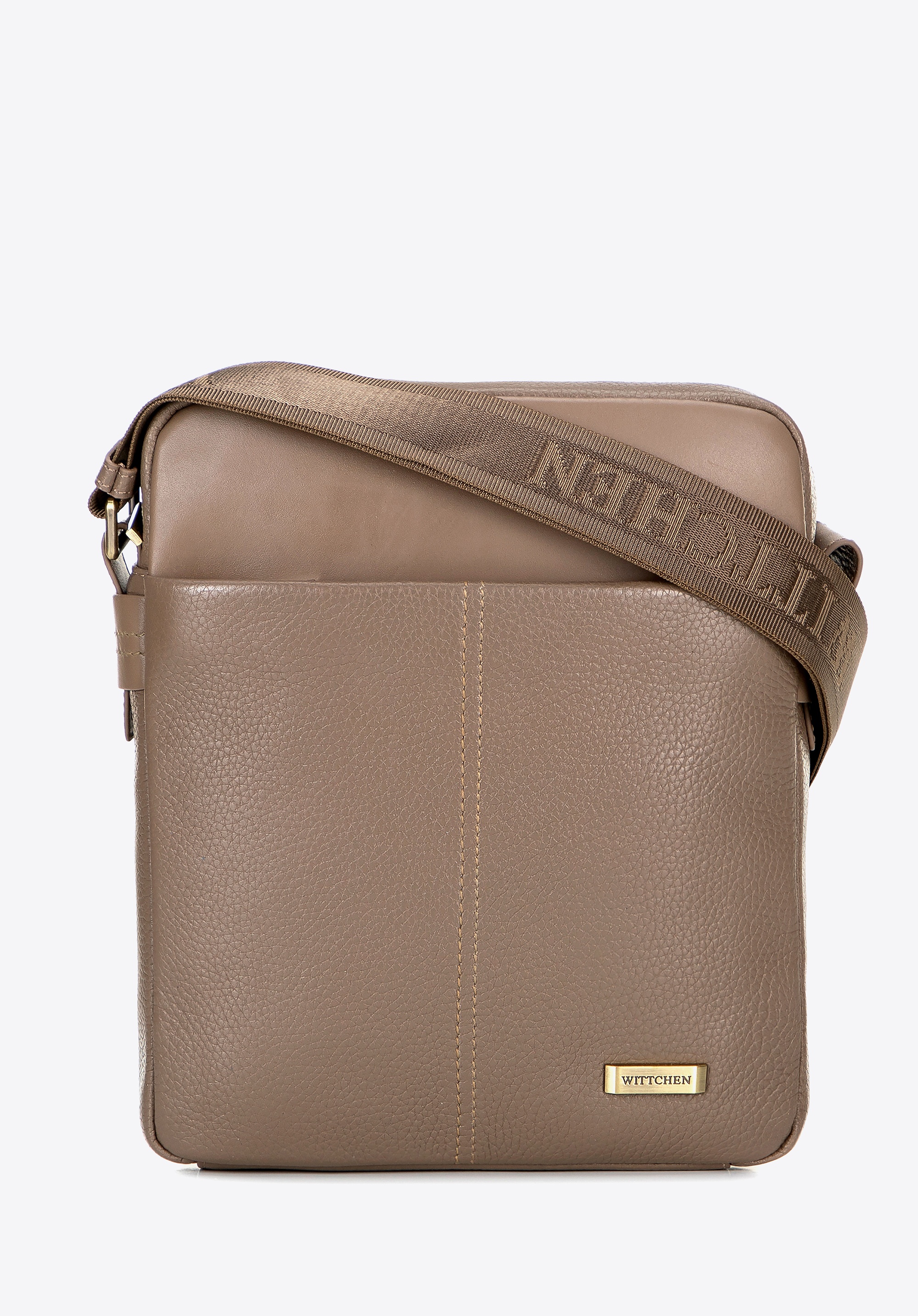 Męska listonoszka ze skóry o dwóch fakturach taupe