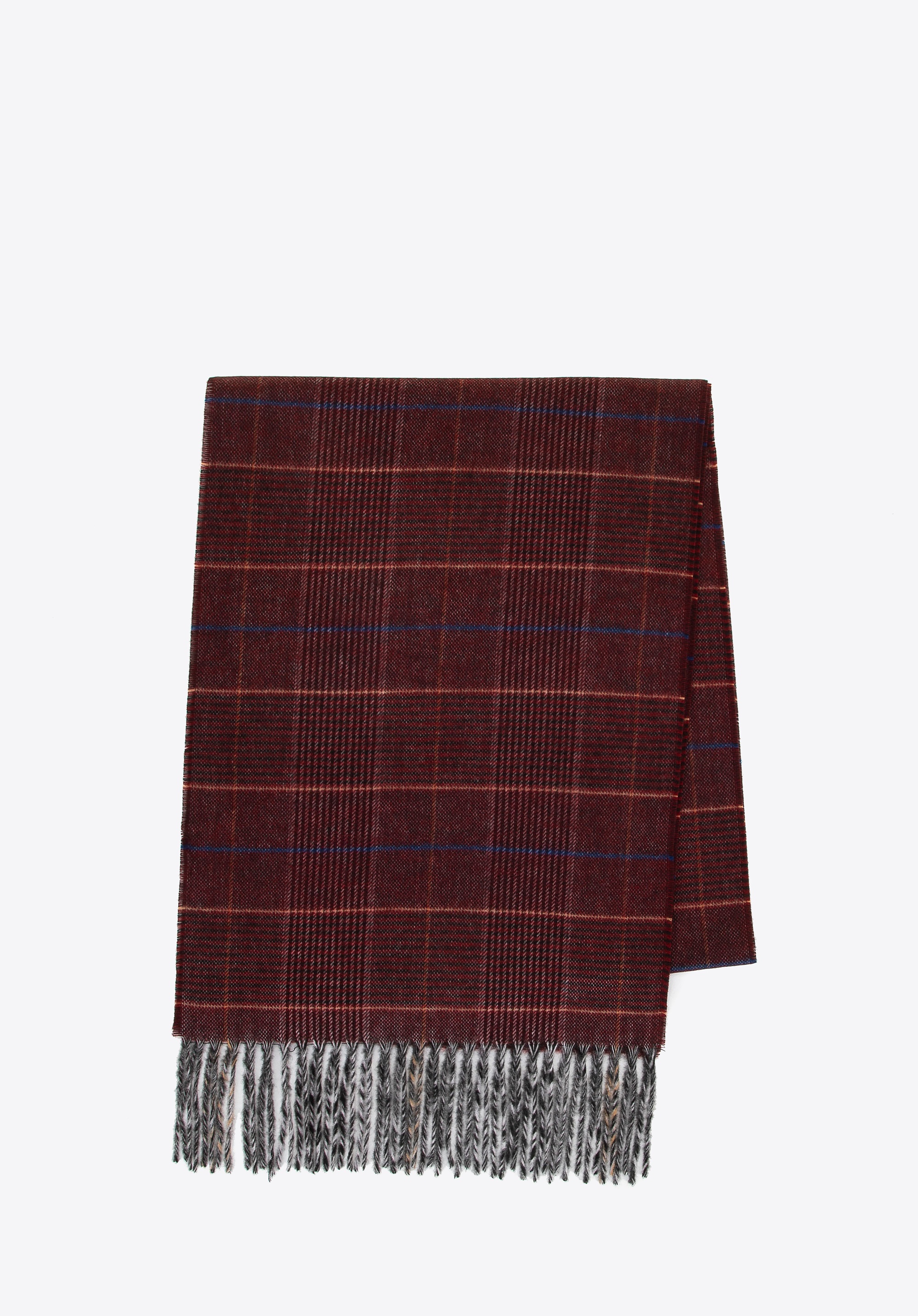 Dodatkowy rabat 25% - Wąski szal męski z frędzlami bordowy