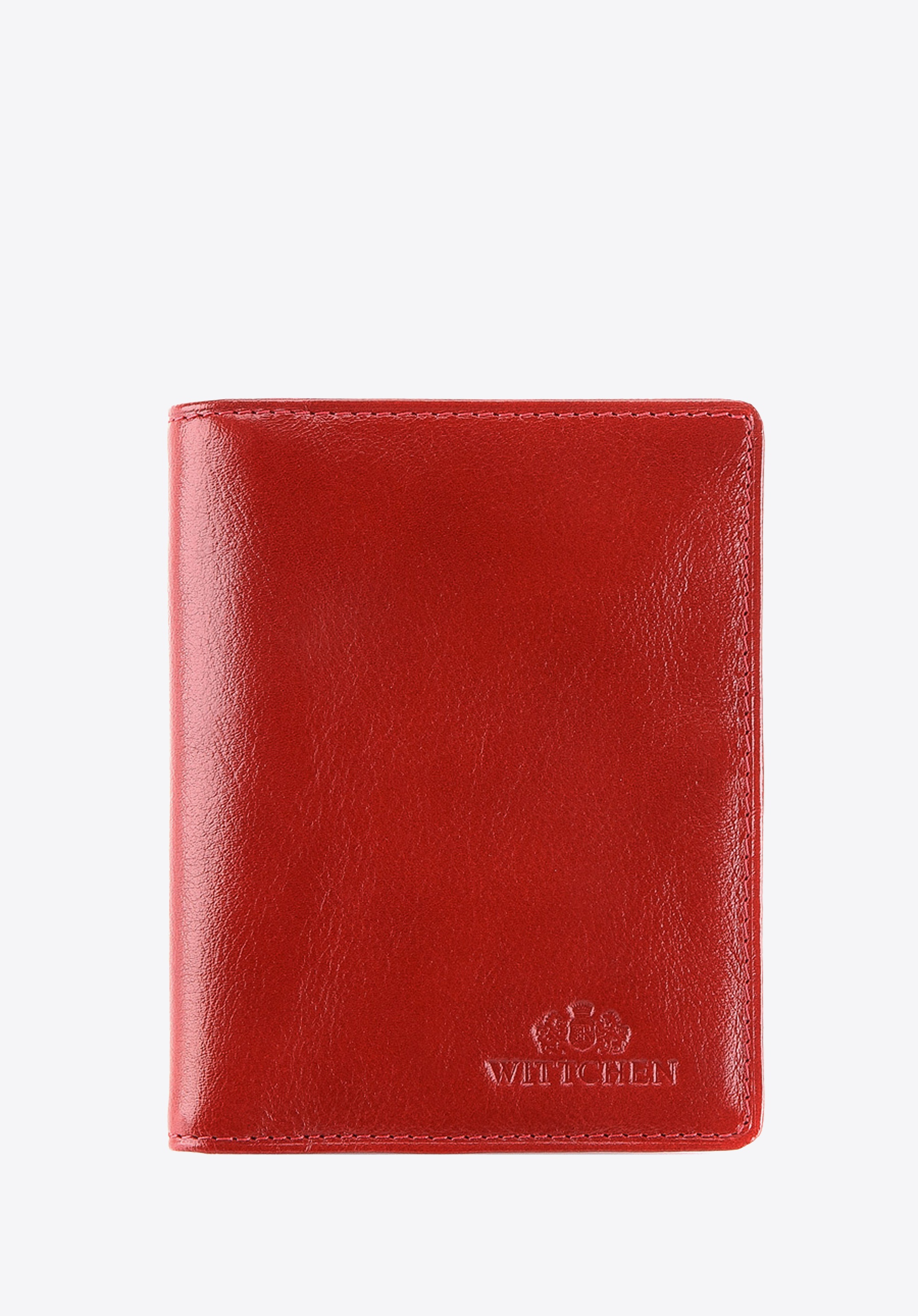 Etui na dokumenty skórzane pionowe czerwone