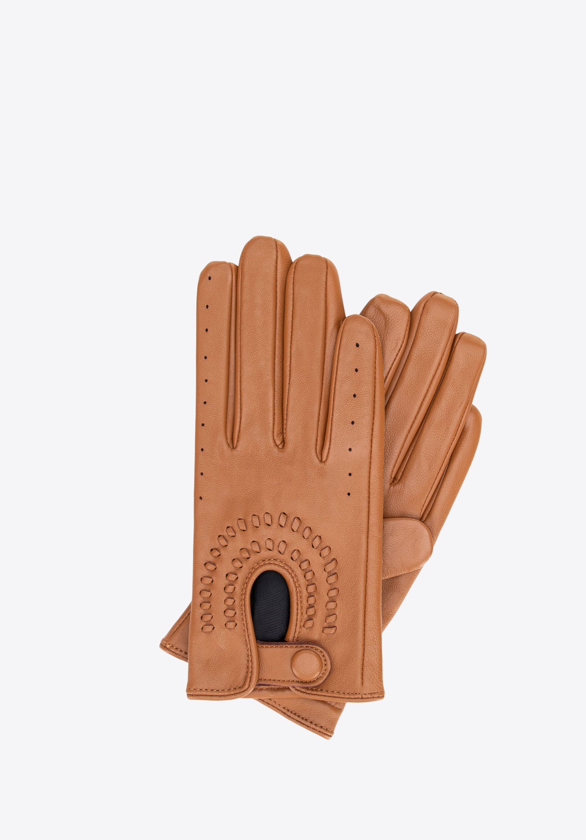 Dodatkowy rabat 25% - Damskie rękawiczki samochodowe ze skóry naturalnej brązowe