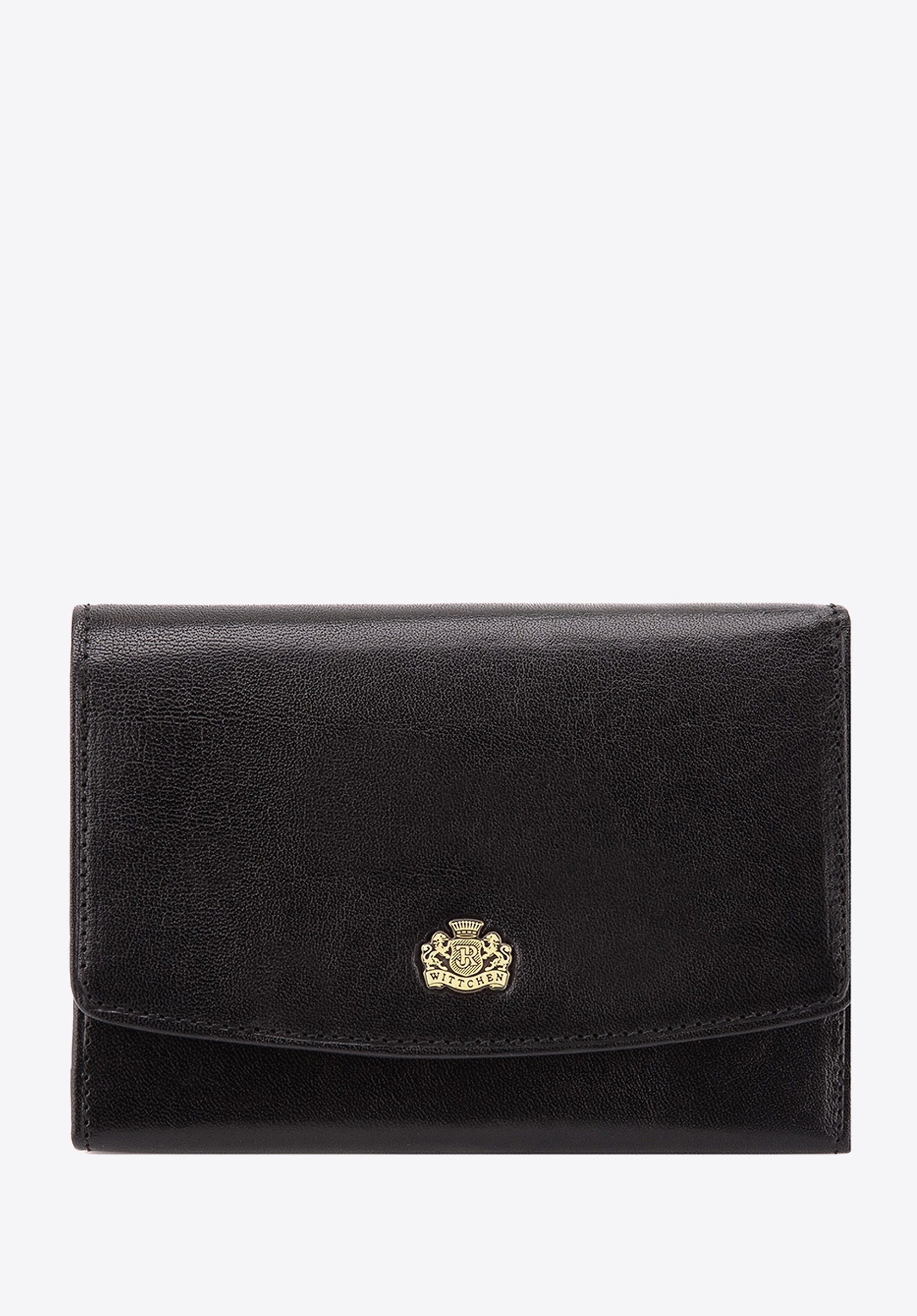 Damska średnia portmonetka ze skóry naturalnej mieszcząca dowód rejestracyjny czarna