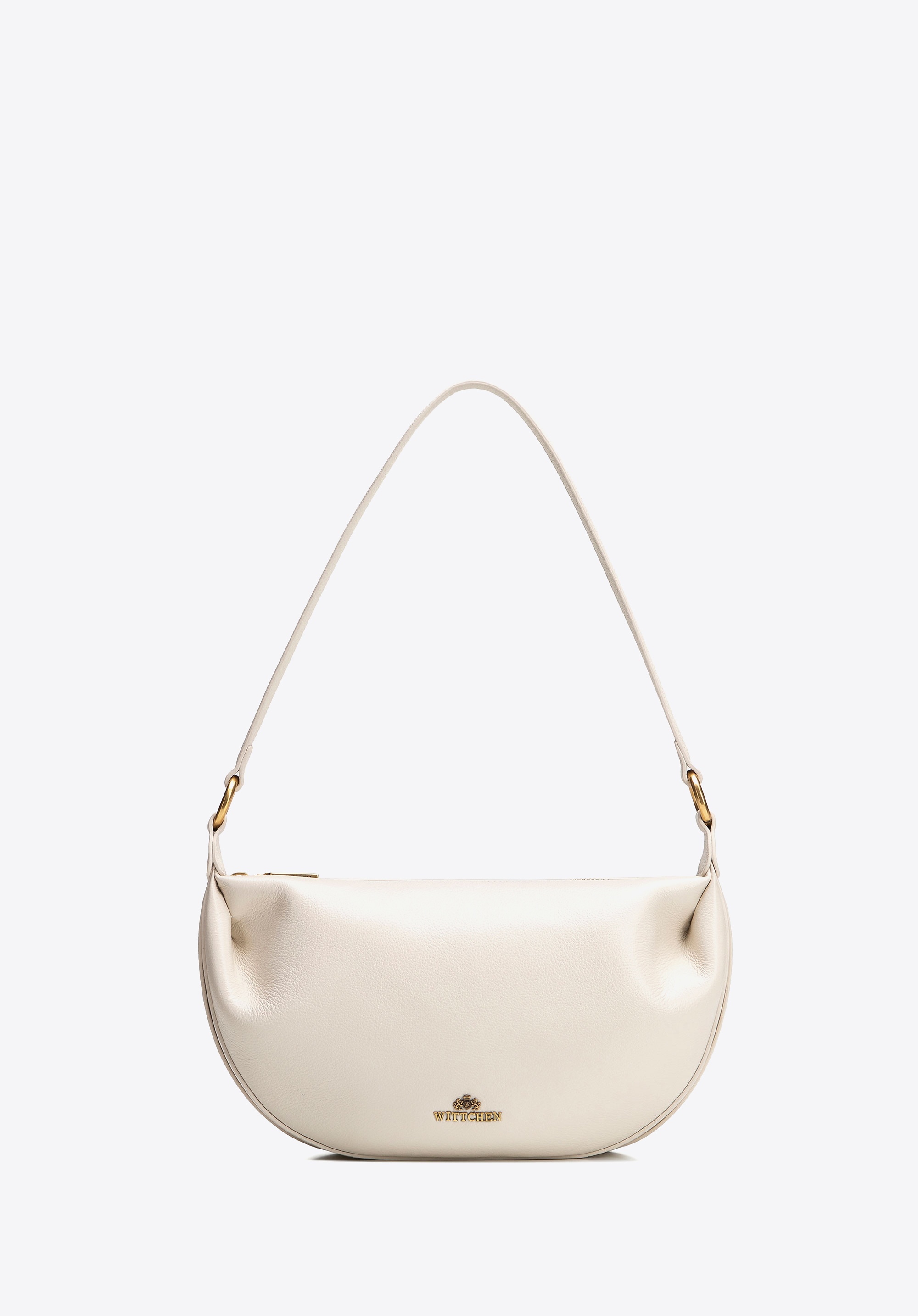 Damska torebka typu bagietka ze skóry naturalnej kremowa