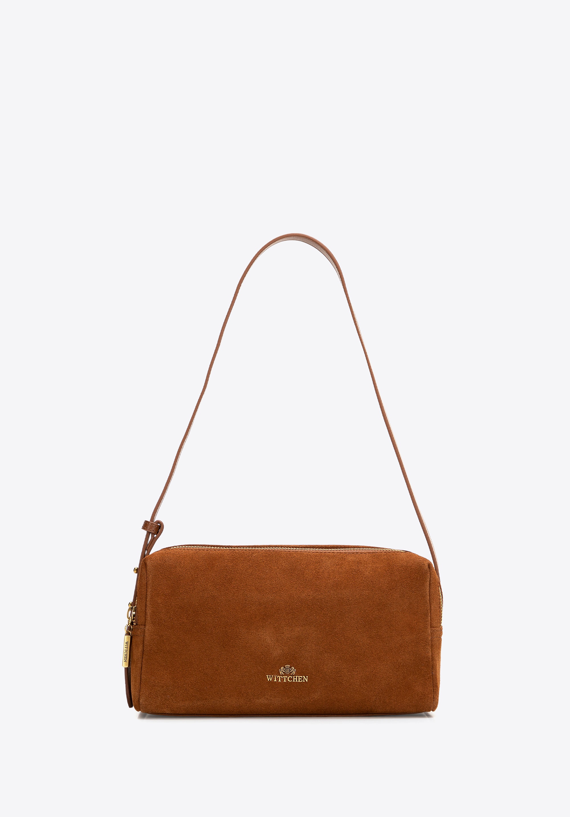 Damska torebka bagietka ze skóry zamszowej jasny brąz