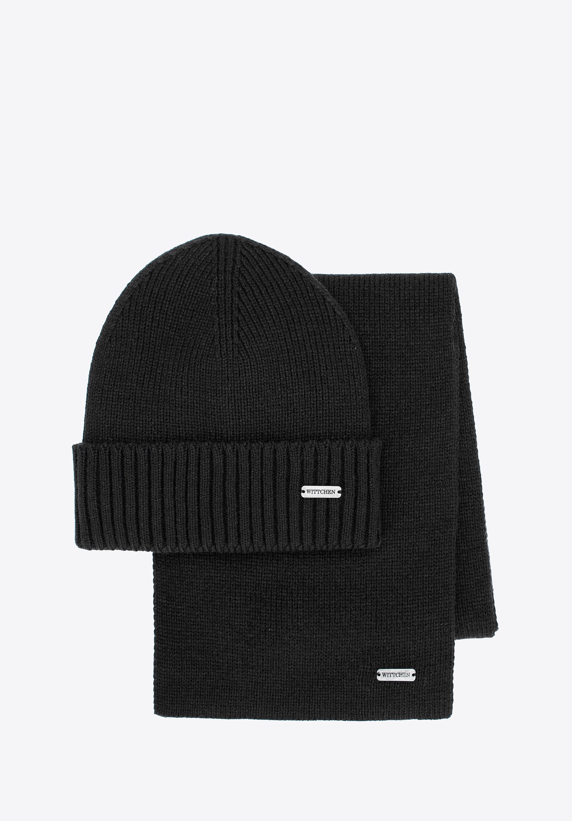 Męski komplet zimowy: czapka i szalik czarny