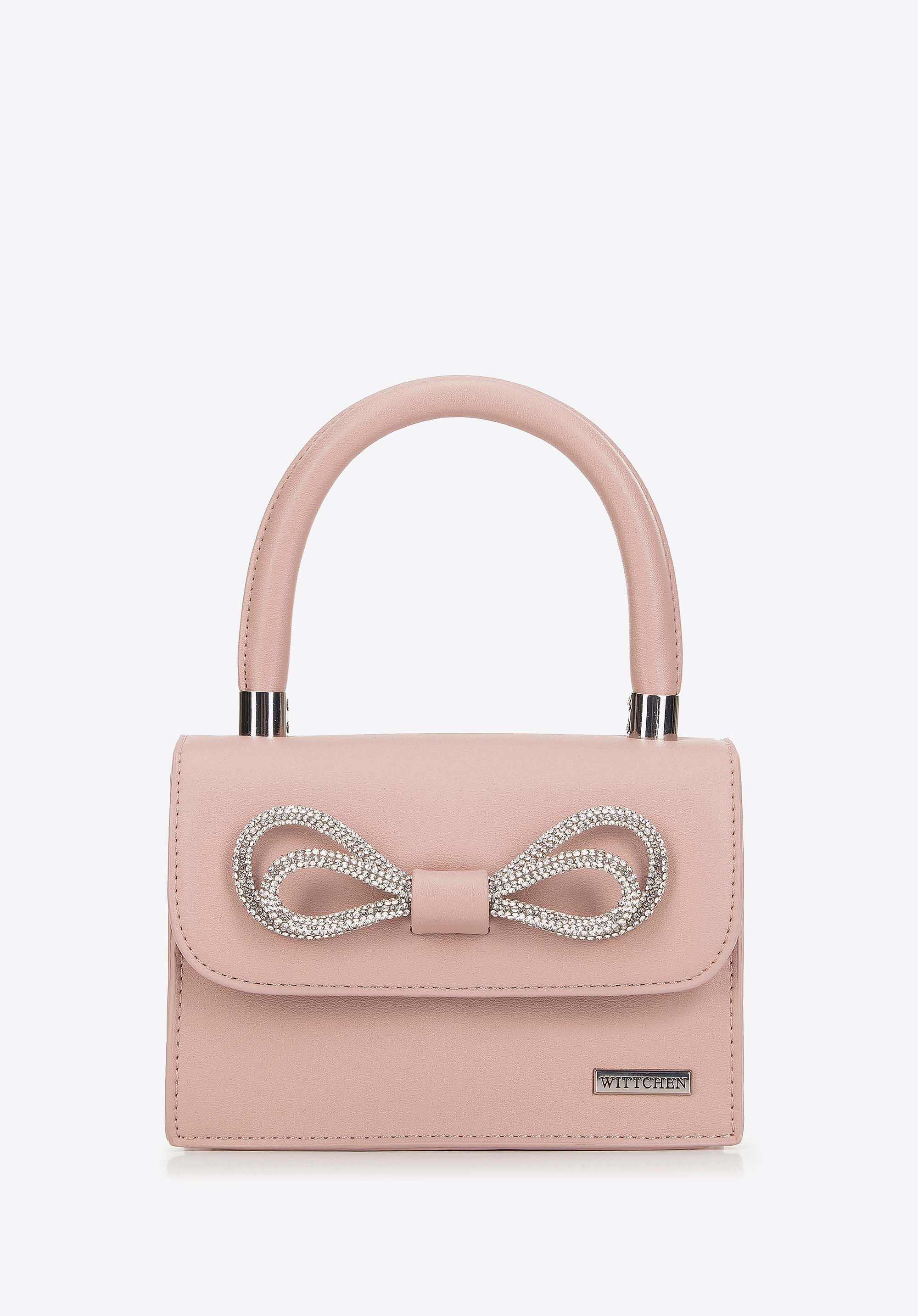 Dodatkowy rabat 25% - Damski kuferek z błyszczącą klamrą różowy