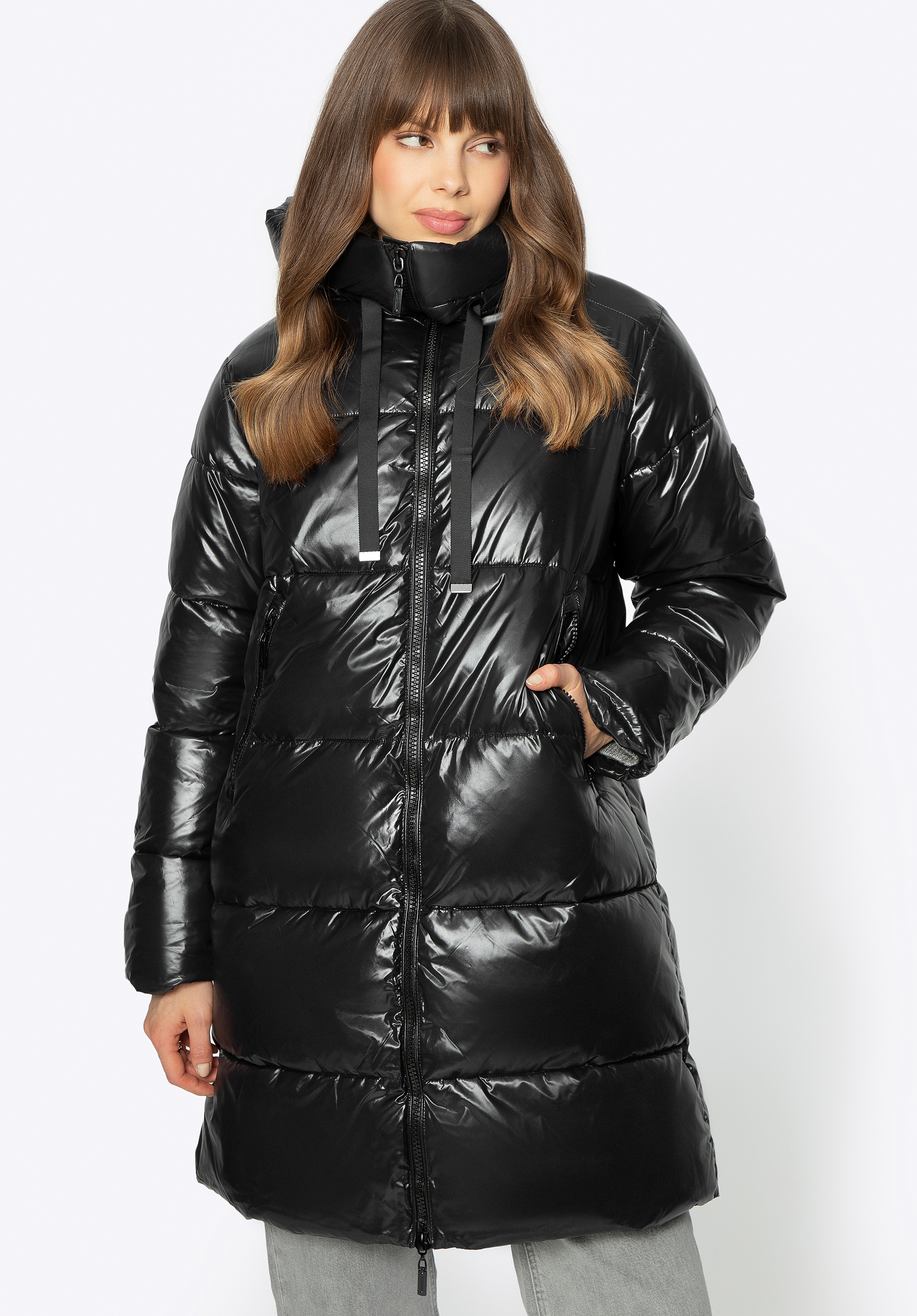 Damski płaszcz pikowany oversize czarny