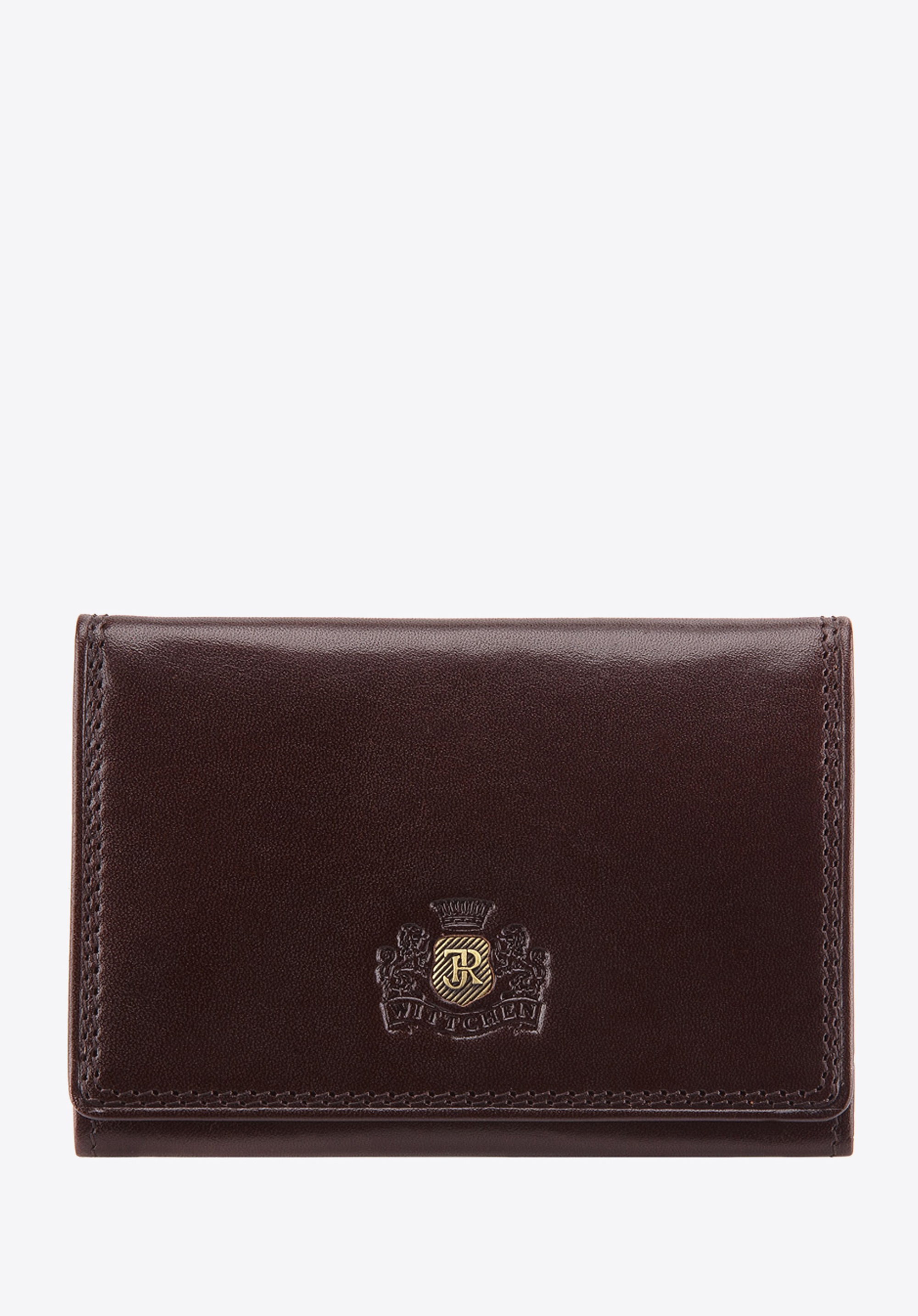 Etui na wizytówki skórzane z monogramem brązowe