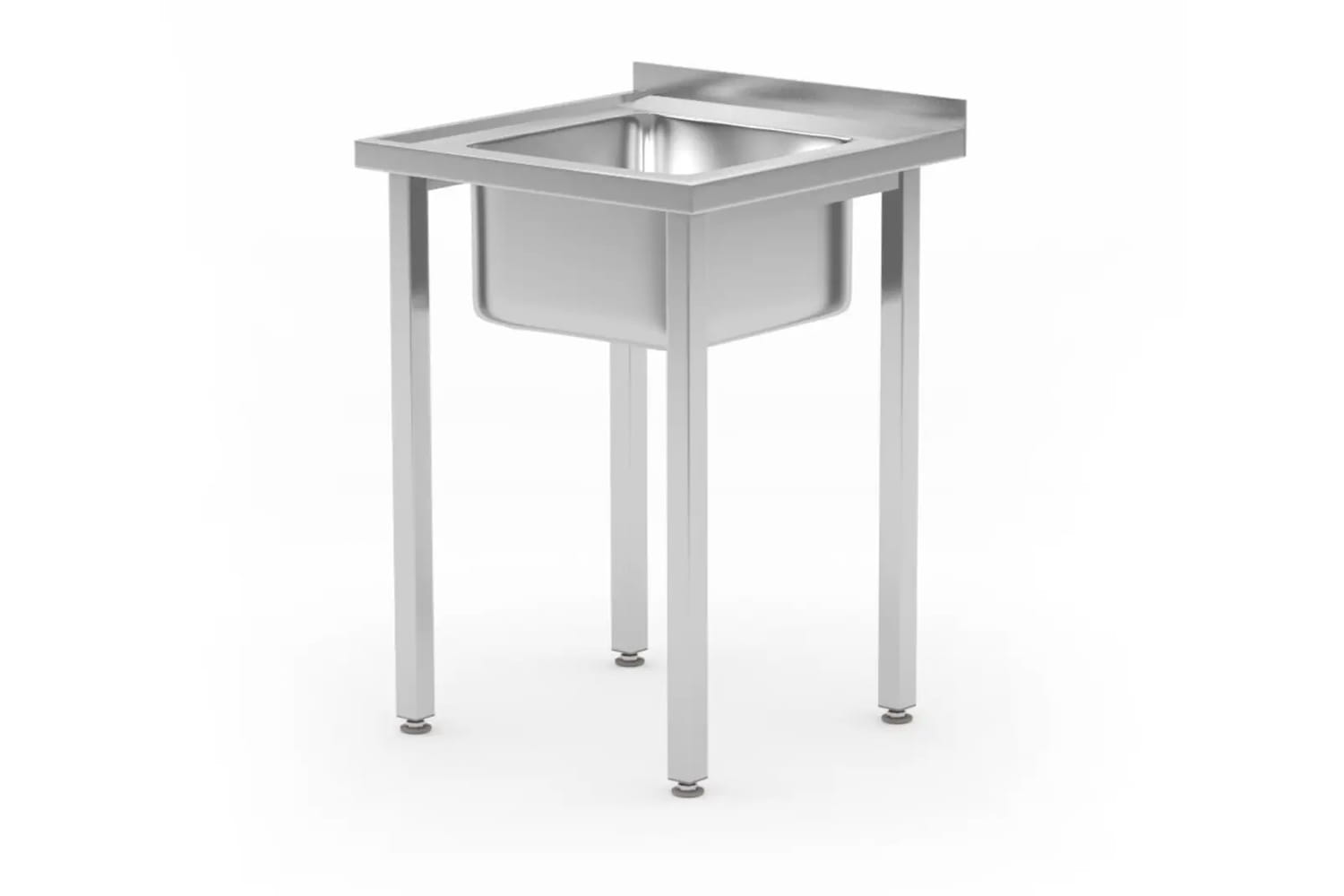 Zlew gastronomiczny, stół z rantem, 60 x60 x 85 cm skręcany | 816752