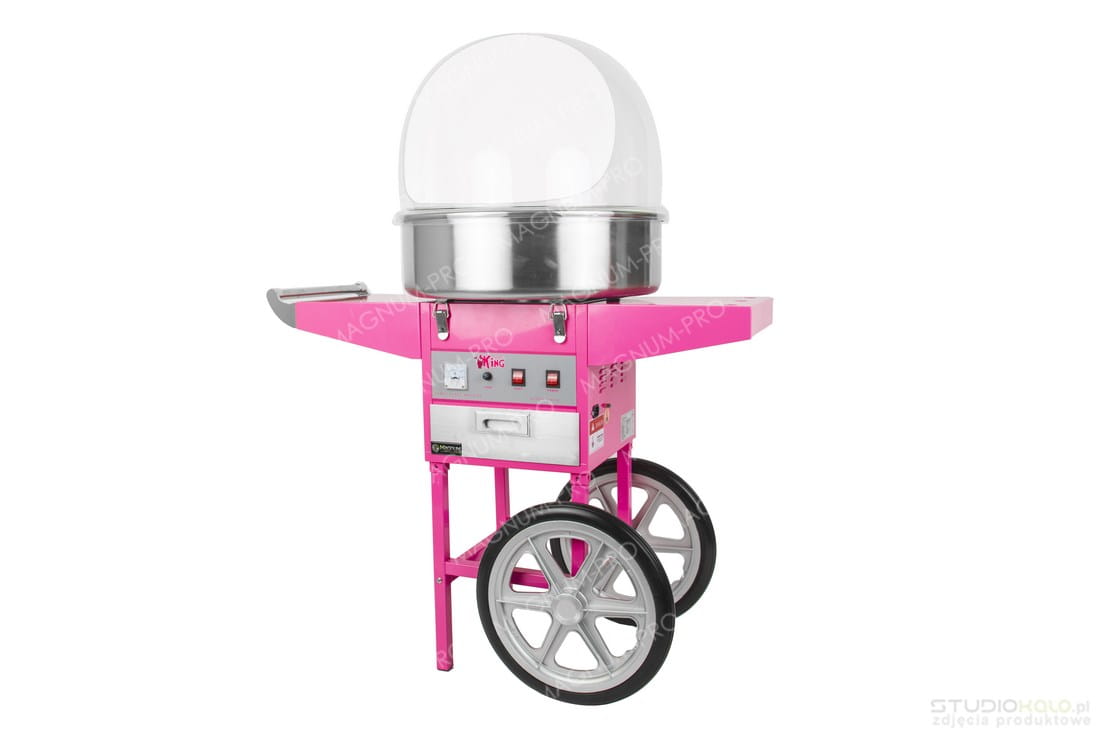 Maszyna do waty cukrowej z wózkiem, kopuła 52 cm