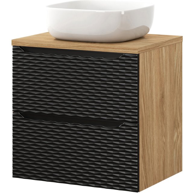 COMAD Zestaw mebli OCEAN BLACK szafka z blatem 60 cm, umywalka SMILE