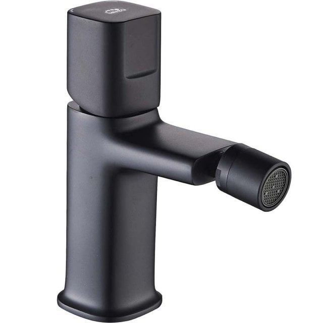 LAVEO Bateria bidetowa stojąca TORES z korkiem klik-klak czarna BVT_7