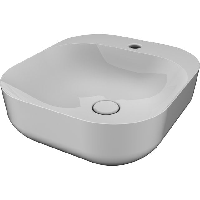 SDR CERAMICHE Umywalka nablatowa POOL 3 BIANCO LUCIDO 47x42 z korkiem