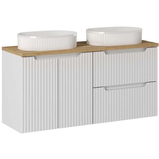 COMAD Zestaw mebli NOVA WHITE 2 szafki z blatem OAK 120 cm, 2 umywalk