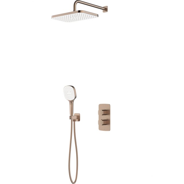KFA Zestaw prysznicowy MALAGA podtynkowy termostatyczny różowy złoty