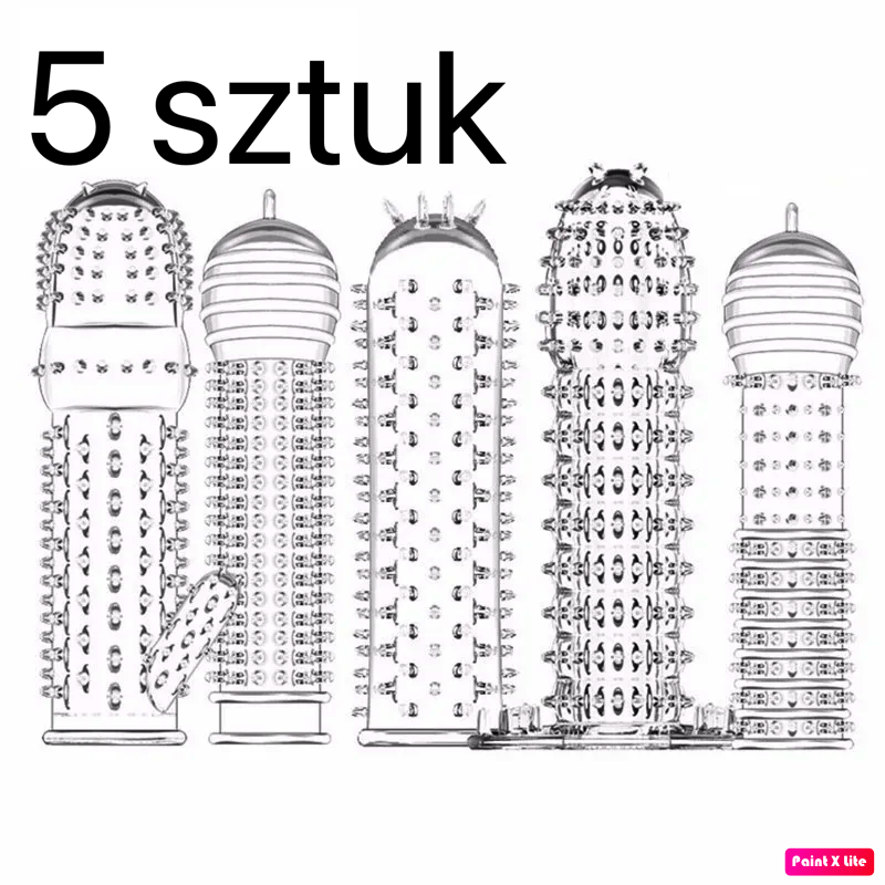 Zestaw 5 nakładek na penisa z wypustkami 012