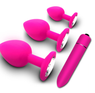 Zestaw zabawek analnych Wibrator + 3 korki