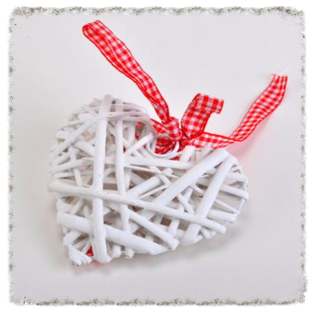 Rattanowe serce, zawieszka ze wstążką 10cm