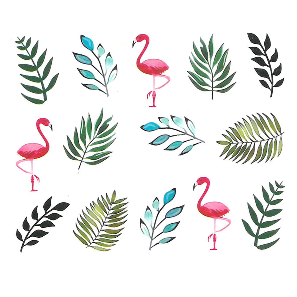 Naklejki wodne do paznokci rośliny flamingi STZ-832