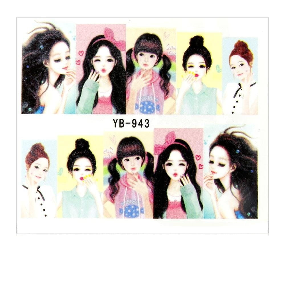 Naklejki wodne do paznokci arkusz 6,5 x 5,5 cm na 10 palców yb Nr 943