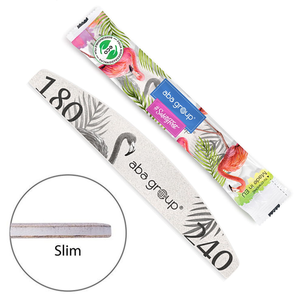 Pilnik do paznokci Bezpieczny Pakiet Slim półksiężyc łódka Aba Group zapakowany w jednorazową folię 180/240