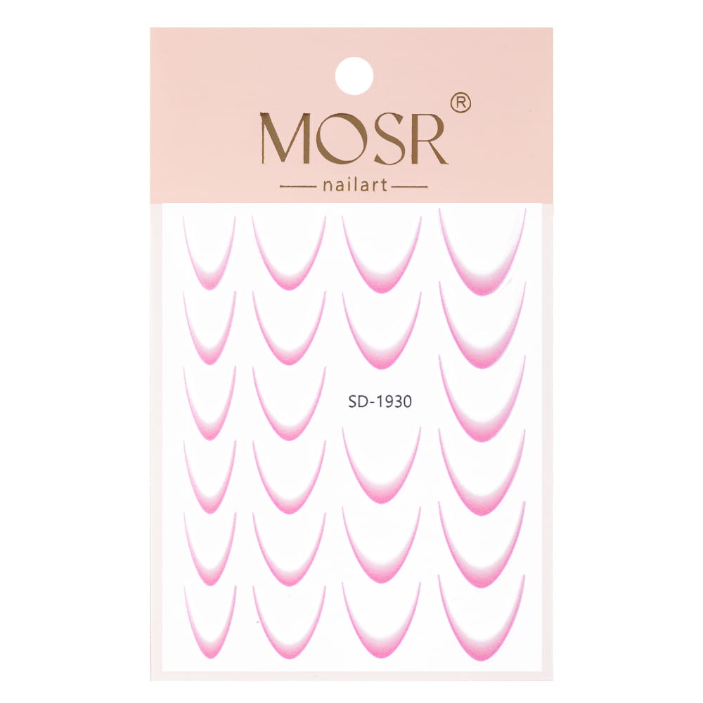 Gradientowe naklejki samoprzylepne na paznokcie/French/Ombre/Francuska linia uśmiechu 23szt. jasno różowe SD-1930