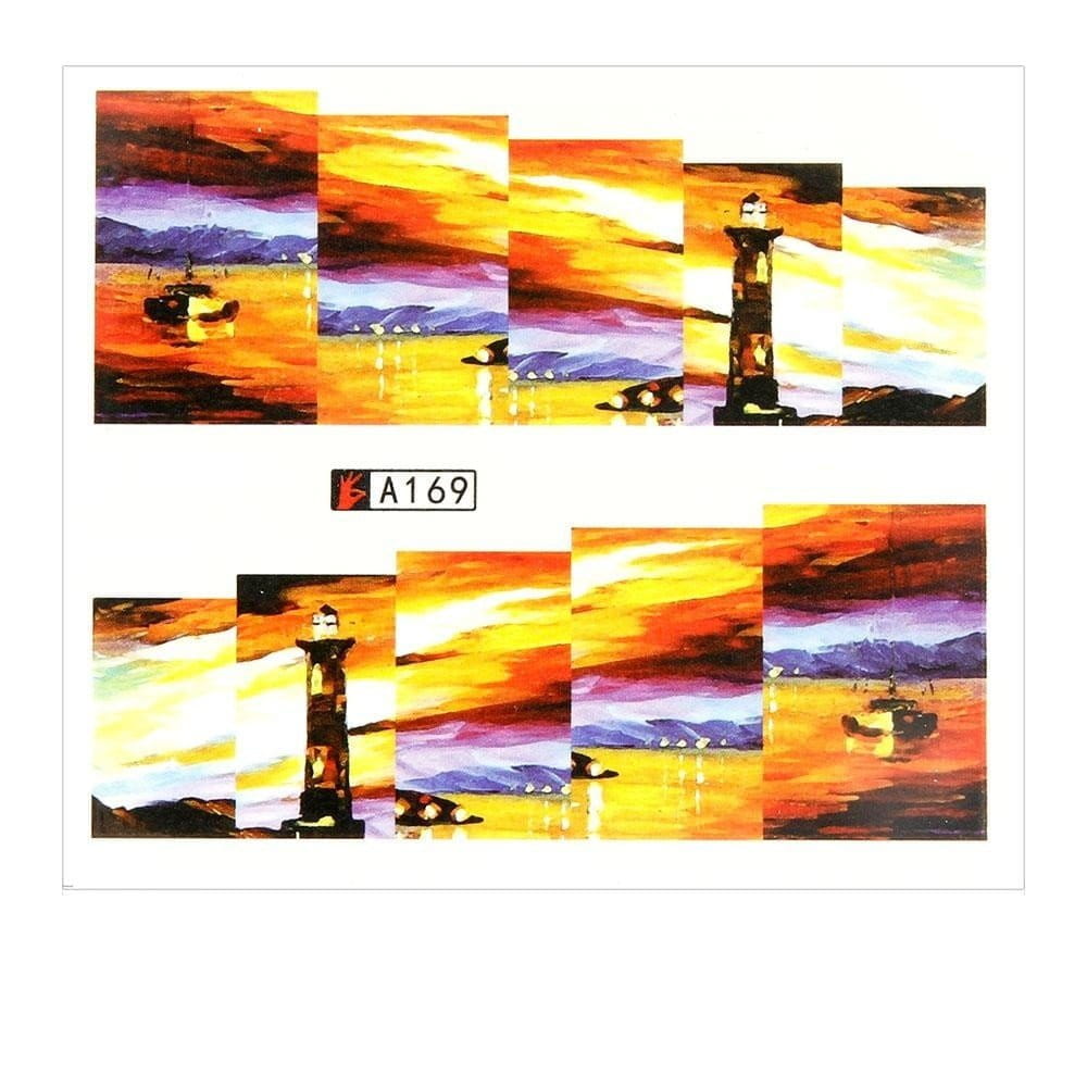 Naklejki wodne do paznokci arkusz 6,5 x 5,5 cm na 10 palców a Nr 169