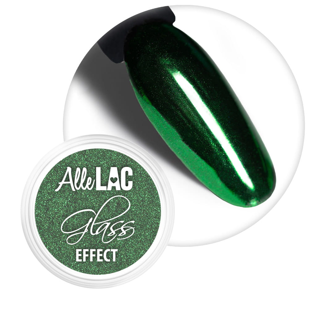 Pyłek lustrzany efekt do zdobień paznokci Glass Effect AlleLac Green Nr 9