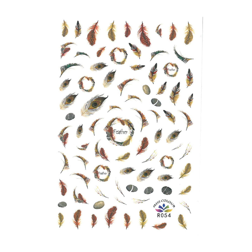 Naklejki do paznokci cienkie pióra R054