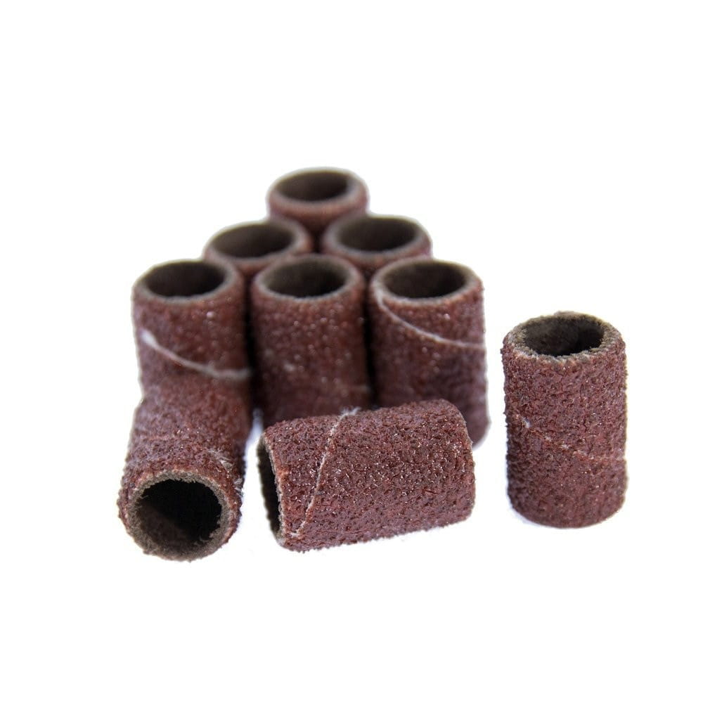 Kapturki do manicure i pedicure mandrele nakładki ścierne cylinder 6mm gradacja 100 AlleMed brązowe 50 szt