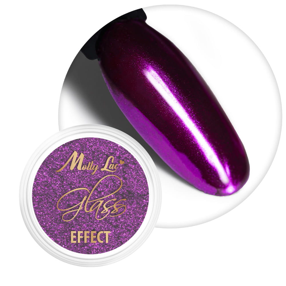 Pyłek lustrzany efekt do zdobień paznokci MollyLac Glass Effect Purple Nr 7