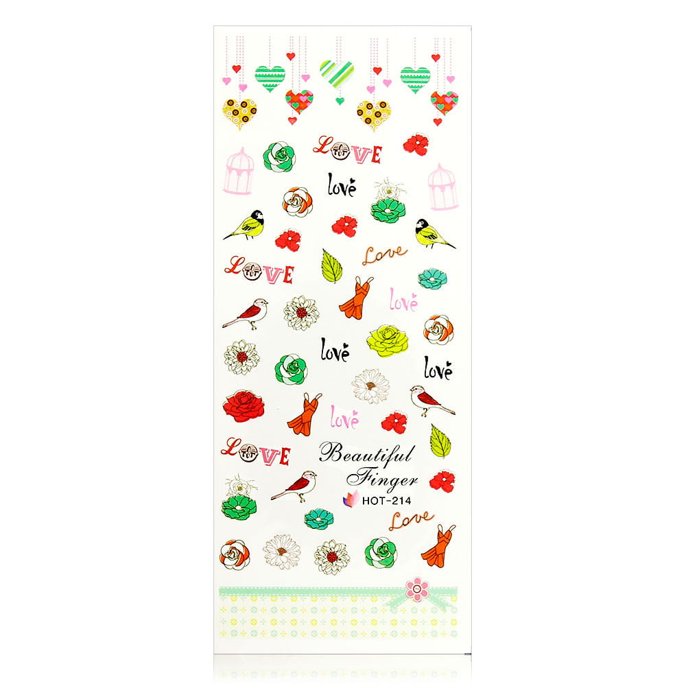 Naklejki wodne do paznokci arkusz 12,5 x 5,5 cm hot Nr 214
